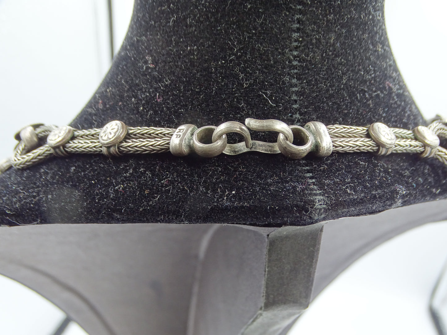 Indische Sterling Silber breite Blumen Choker Halskette