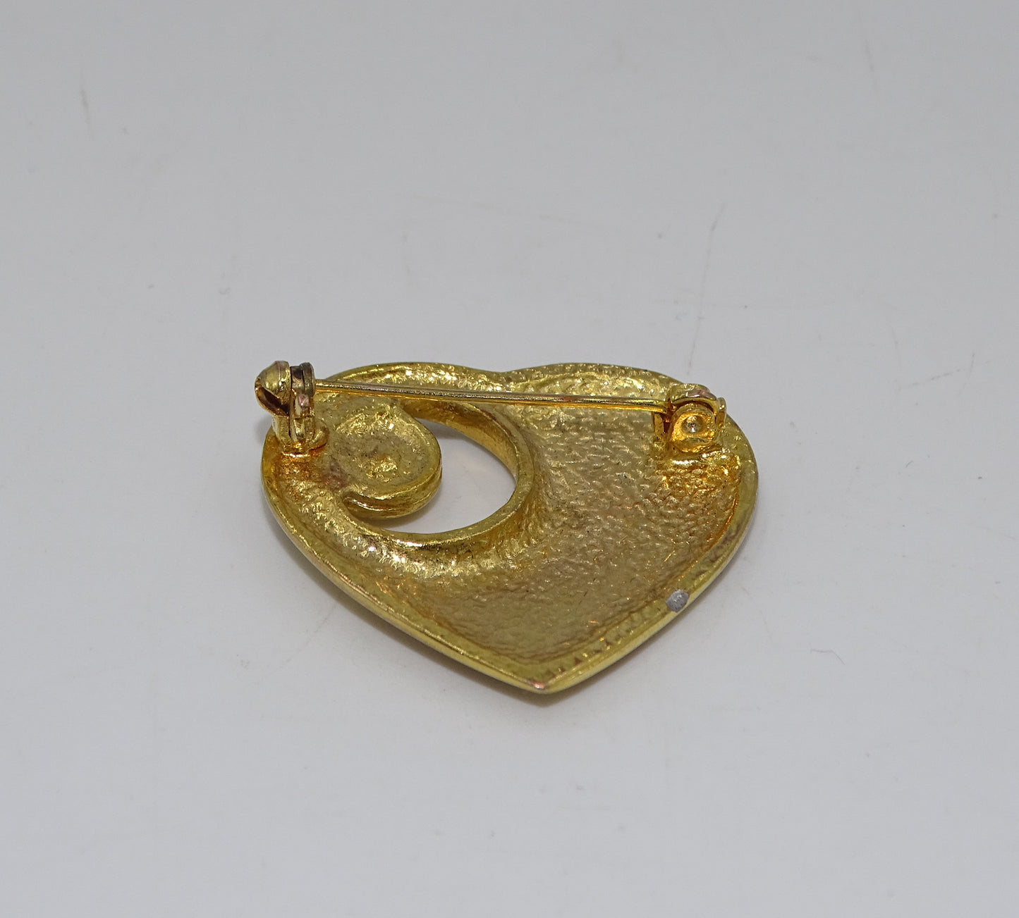 Vintage Herz Brosche goldfarben mit Zirkonium