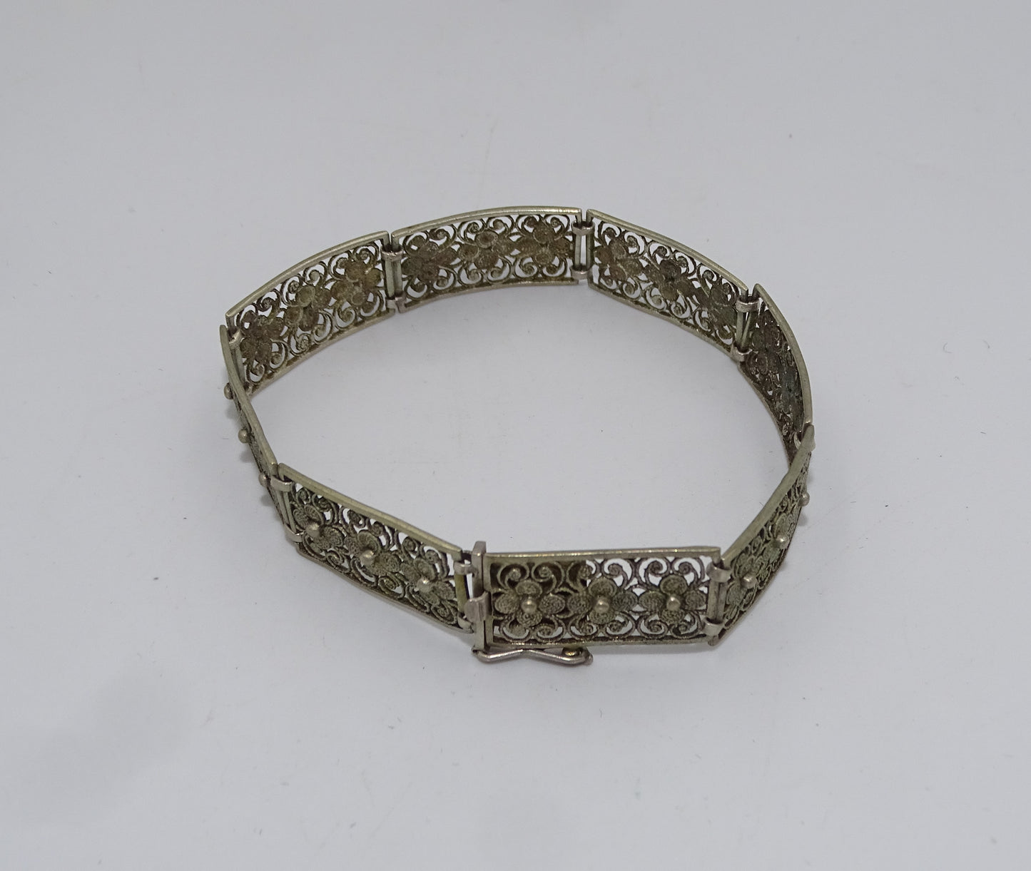 835er Silber Armband Art déco Blumen