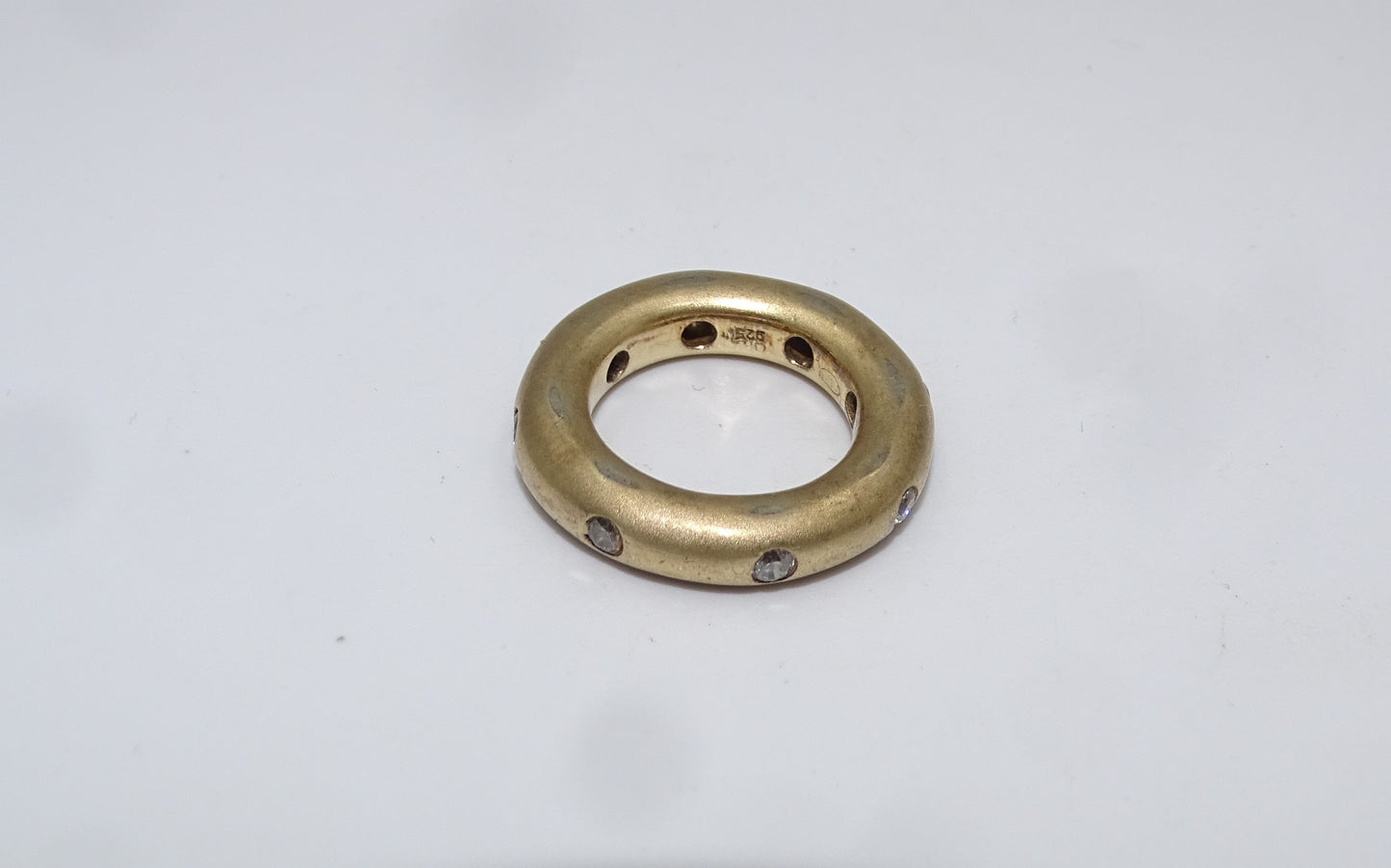 925er vergoldeter Silberring mit 8 Zirkonia, Größe 46