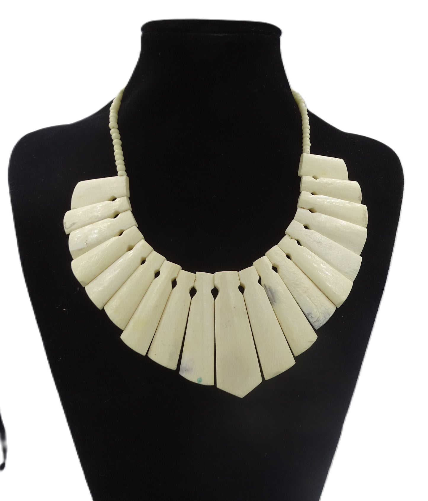 Halskette Tribal Boho Knochen Bib mit geschnitzten Gumball-Perlen