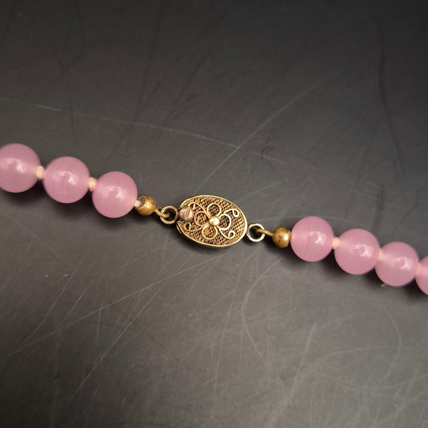 Elegante Vintage Halskette mit rosafarbenen Glasperlen - Bild 6