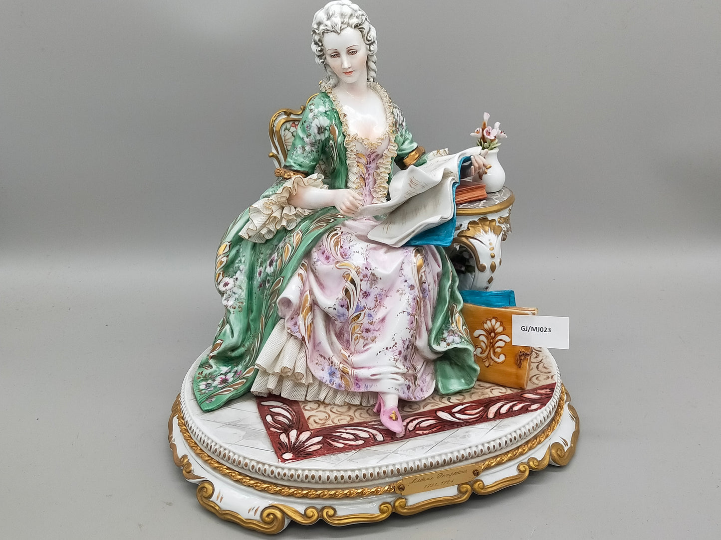 Capodimonte Porzellan Figur Madame Pompadour Italien Signiert