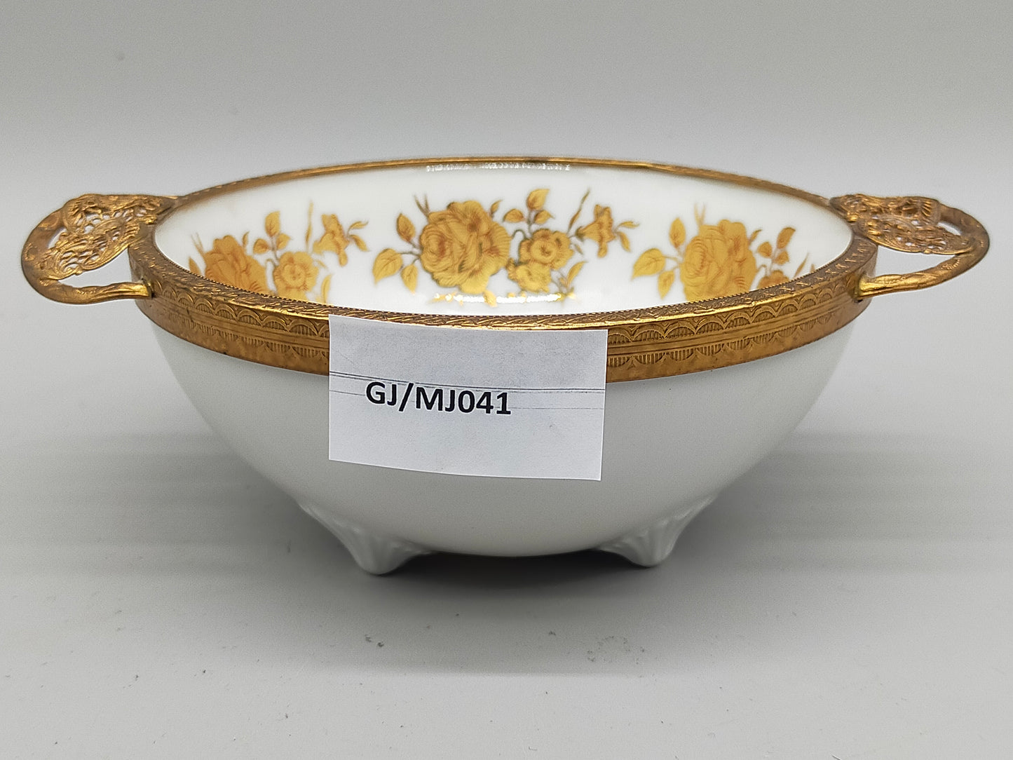 Bayreuth Gloria Porzellan Schale Golden Rose 24K Goldrand & florales
