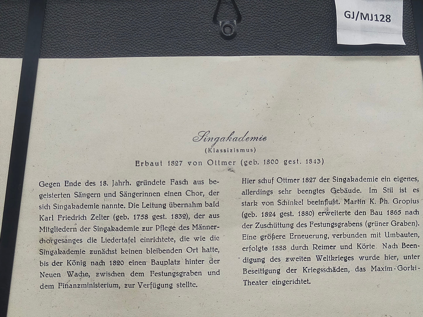 Historisches Bild Singakademie Berlin – Klassizismus Architektur