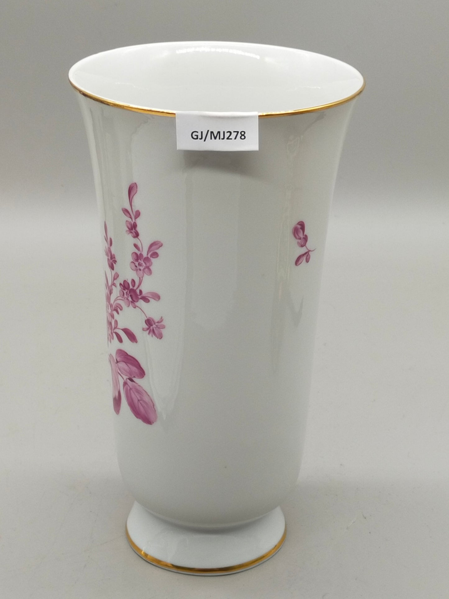 Elegante Ludwigsburg Porzellan Vase – Purpur Rose mit Goldrand