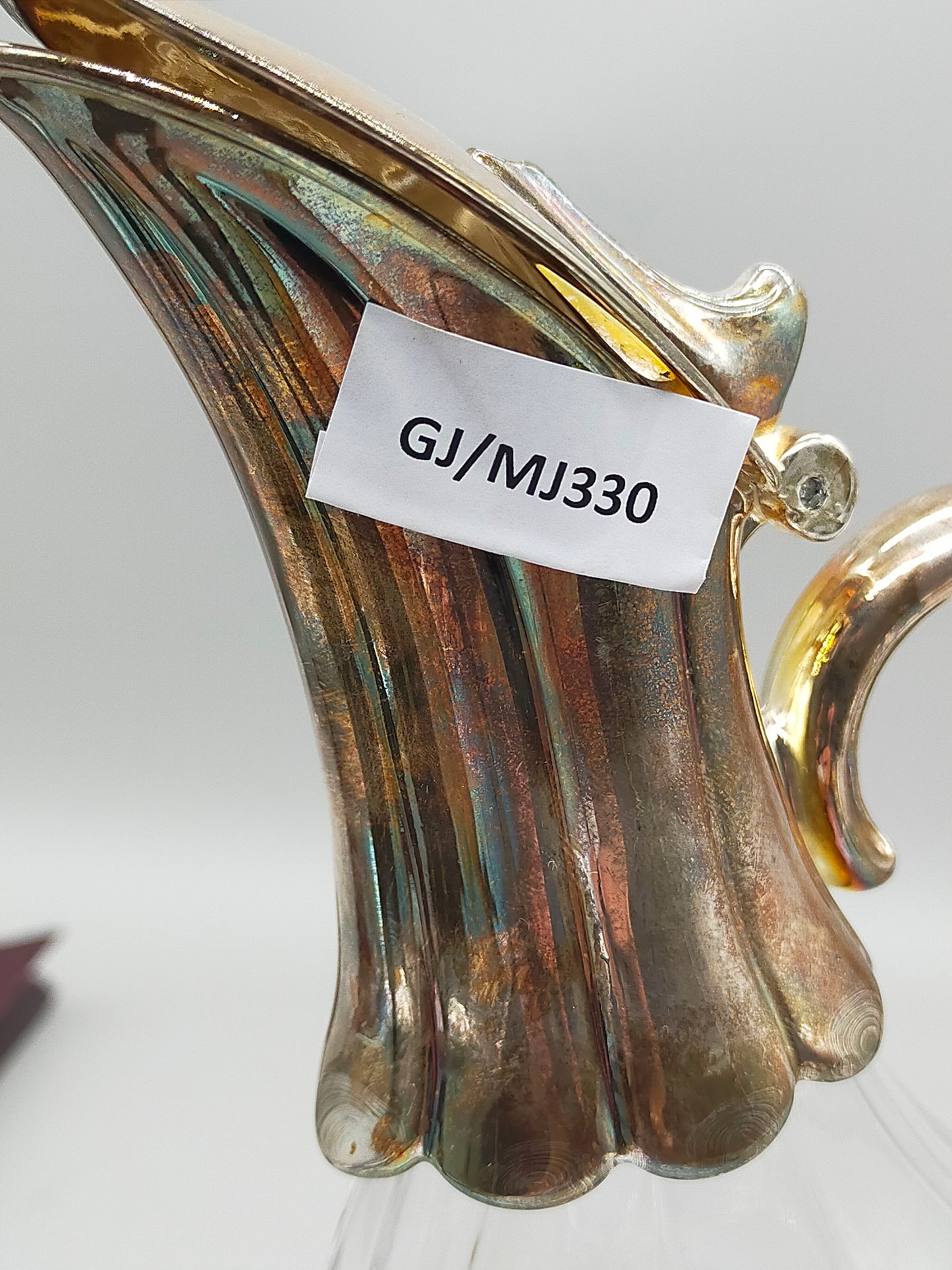 Elegante Vintage Ente Karaffe – Versilbertes Glas