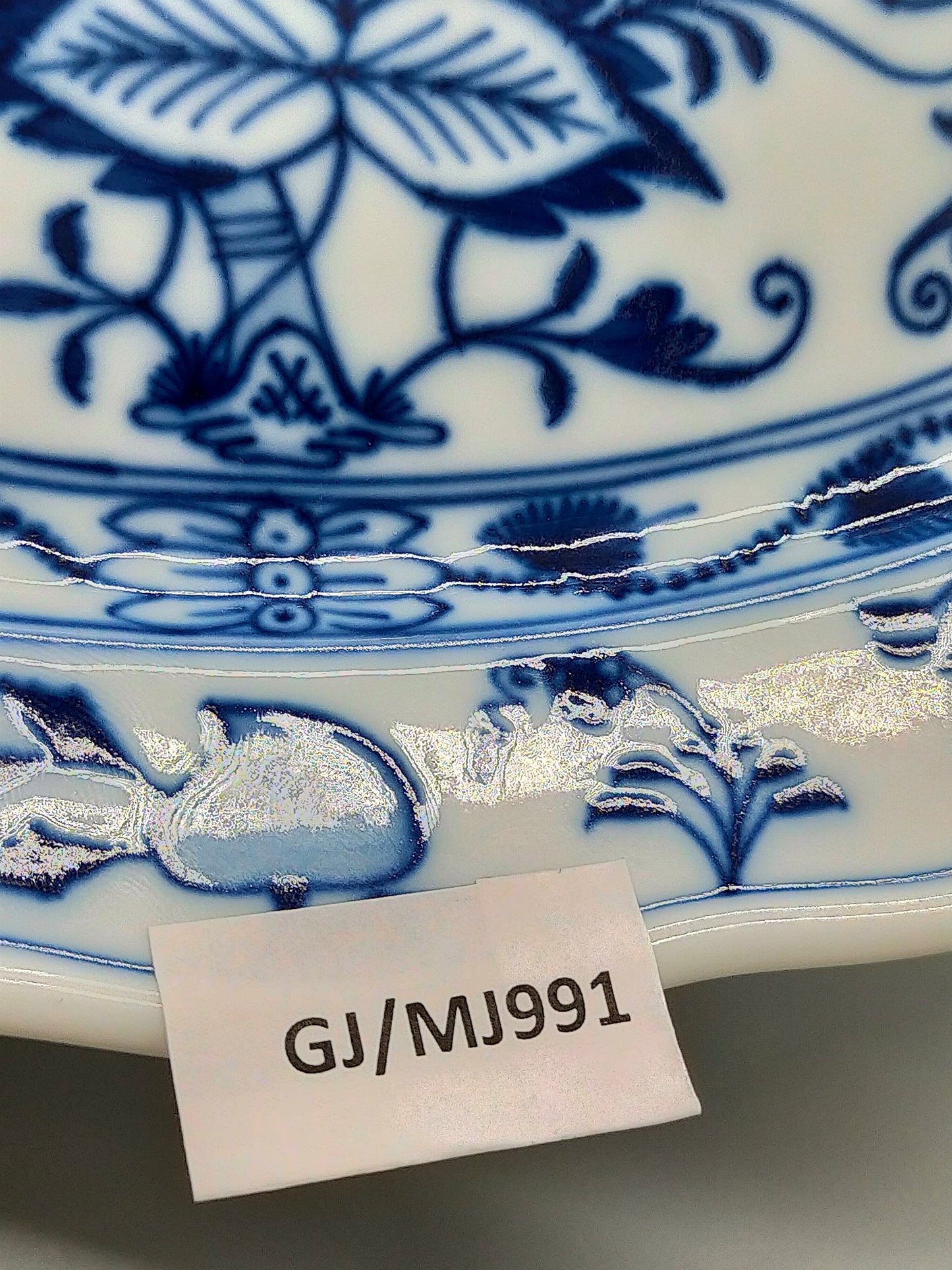 Elegante Meissen Prunk Schale Zwiebelmuster Porzellan oval