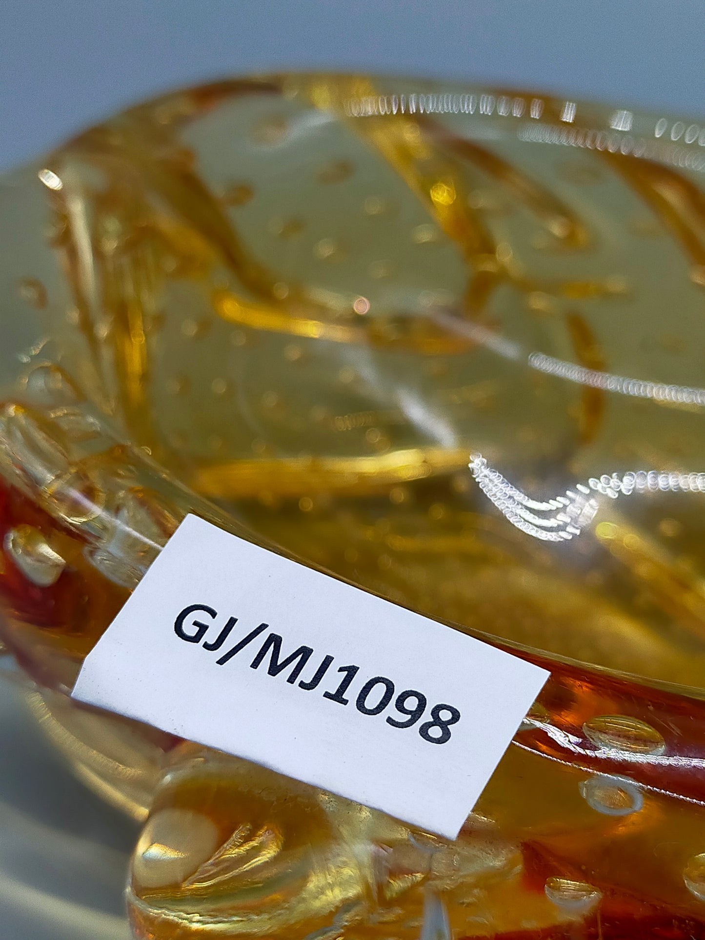 Murano Bullicante Glass Schale Amber Vintage Design Schale