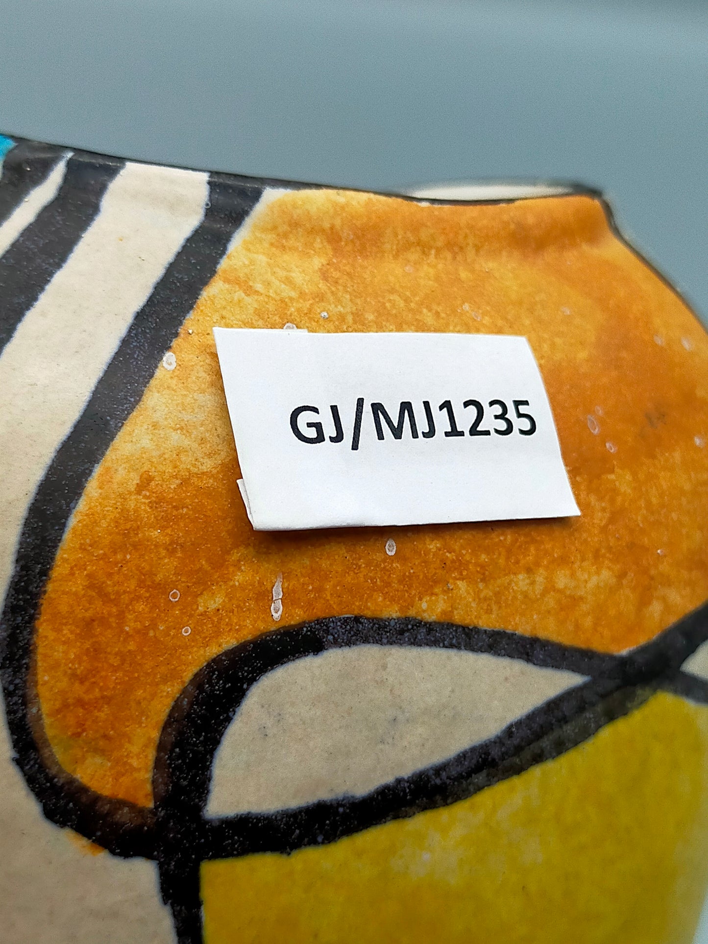 Vintage Kunstkeramik Vase im Mid-Century Stil Abstraktes Farbdekor