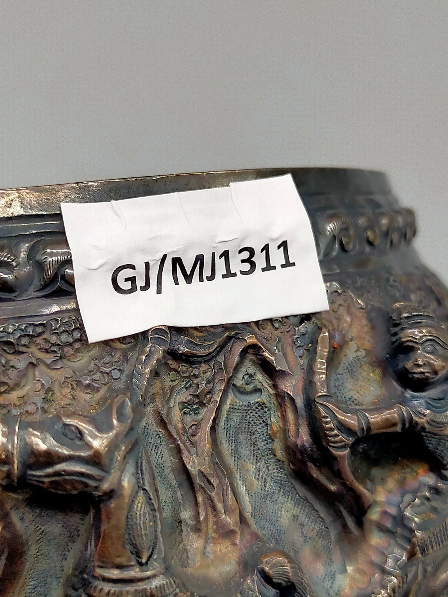 Antike Silber Schale mit Relief Getriebene Prunkschale Asiatika