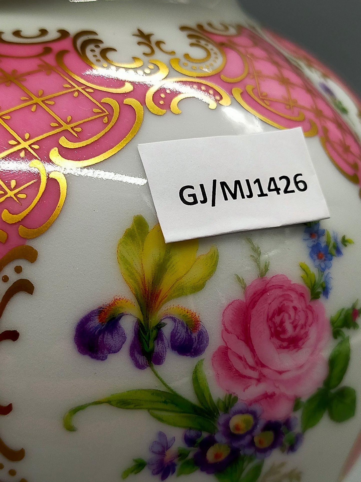 Prunkvolle Lindner Kueps Bavaria Deckelvase Prinzess Rosa Gold