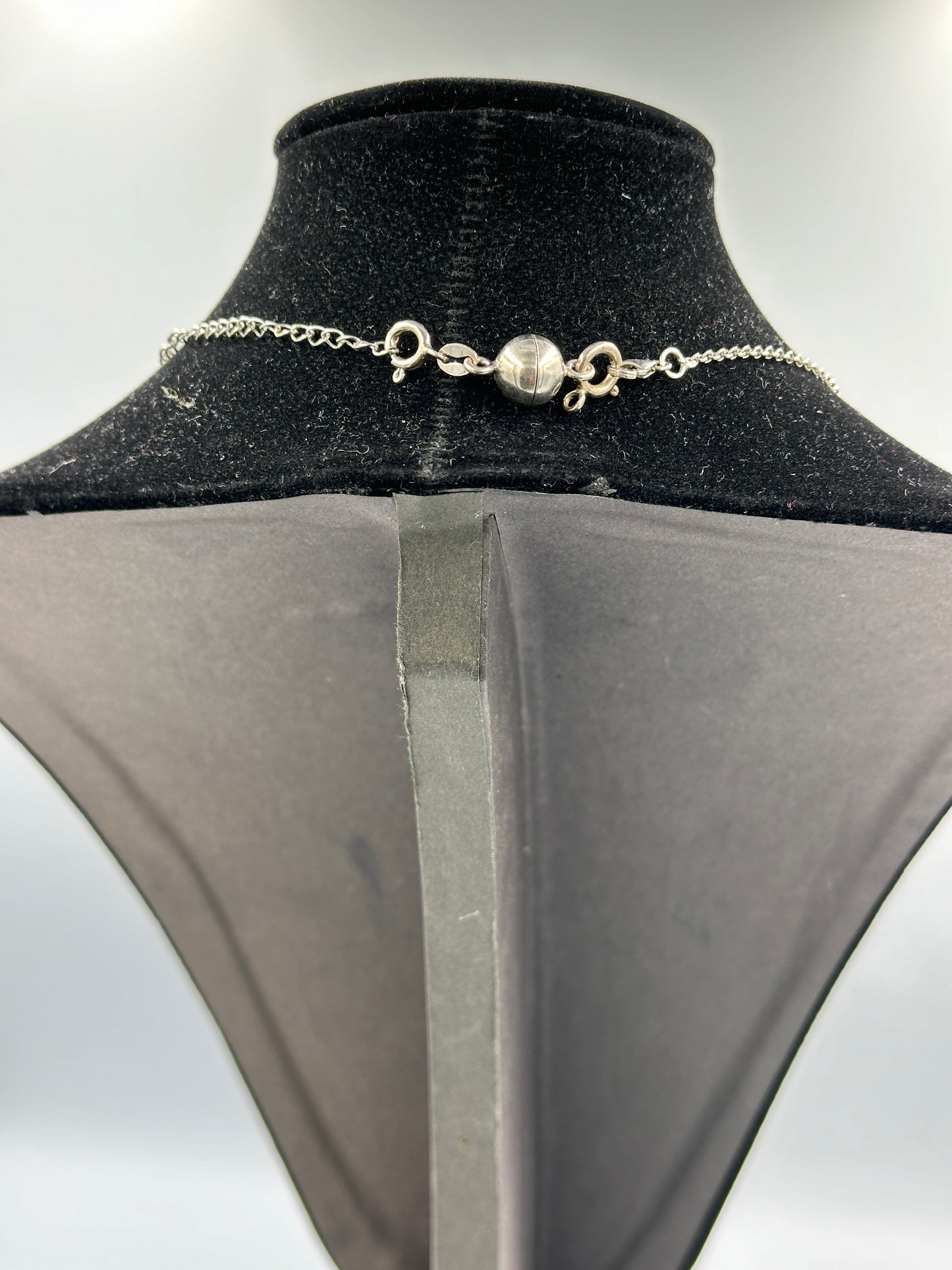 925 Silber Collier Ankerkette mit hellblauen Steinen und Magnetverschluss