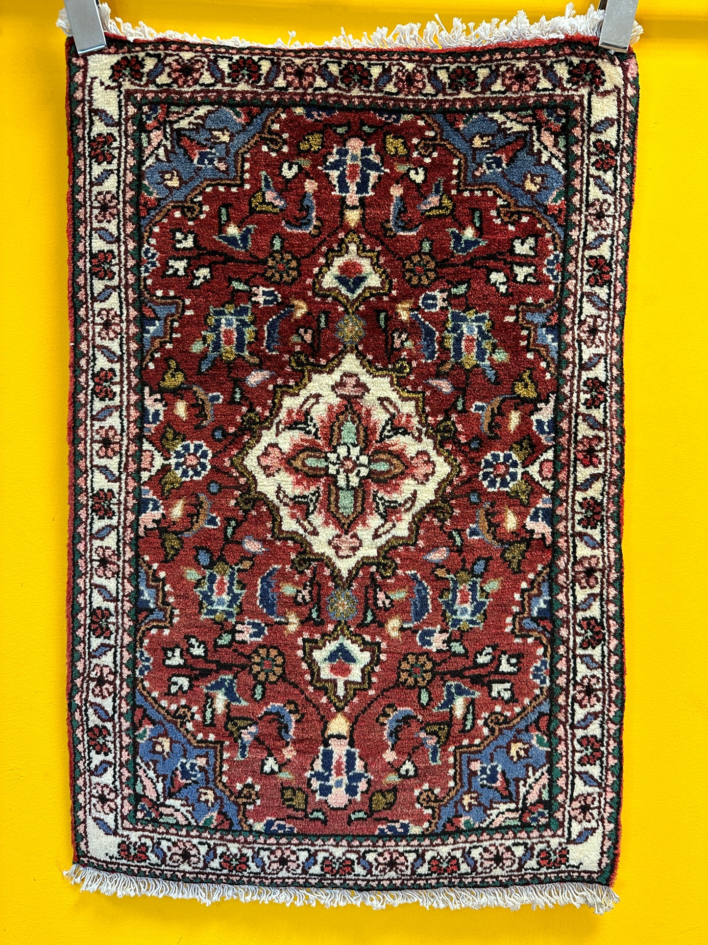 Handgeknüpfter Perser Orientteppich Hamadan Art Deco - Naturfarben 86x60 cm