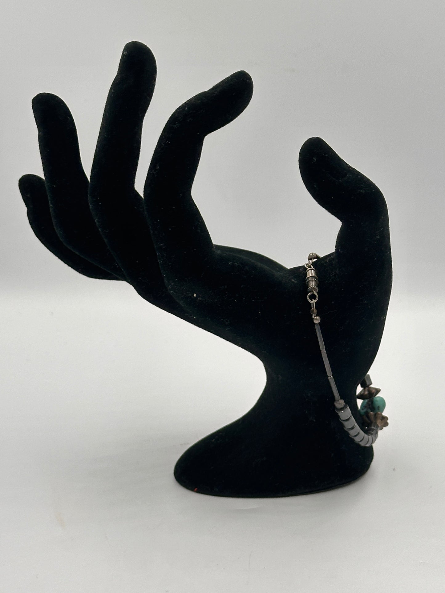 Vintage Hämatit Armband mit Türkis Stein und Schraubverschluss