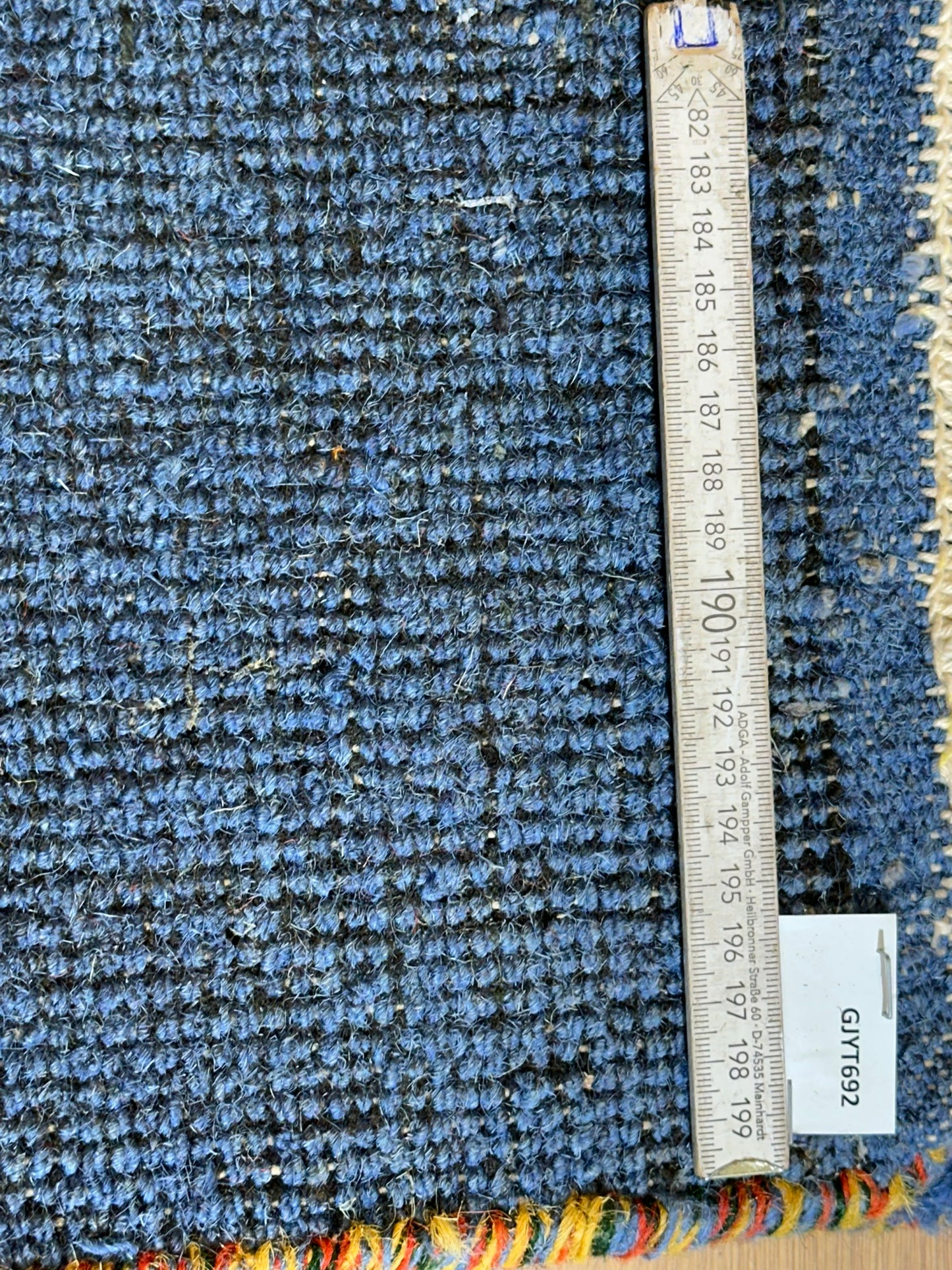 Indischer Gabbeh Orientteppich Handgeknüpft Blau Tiermotive 125x65 cm