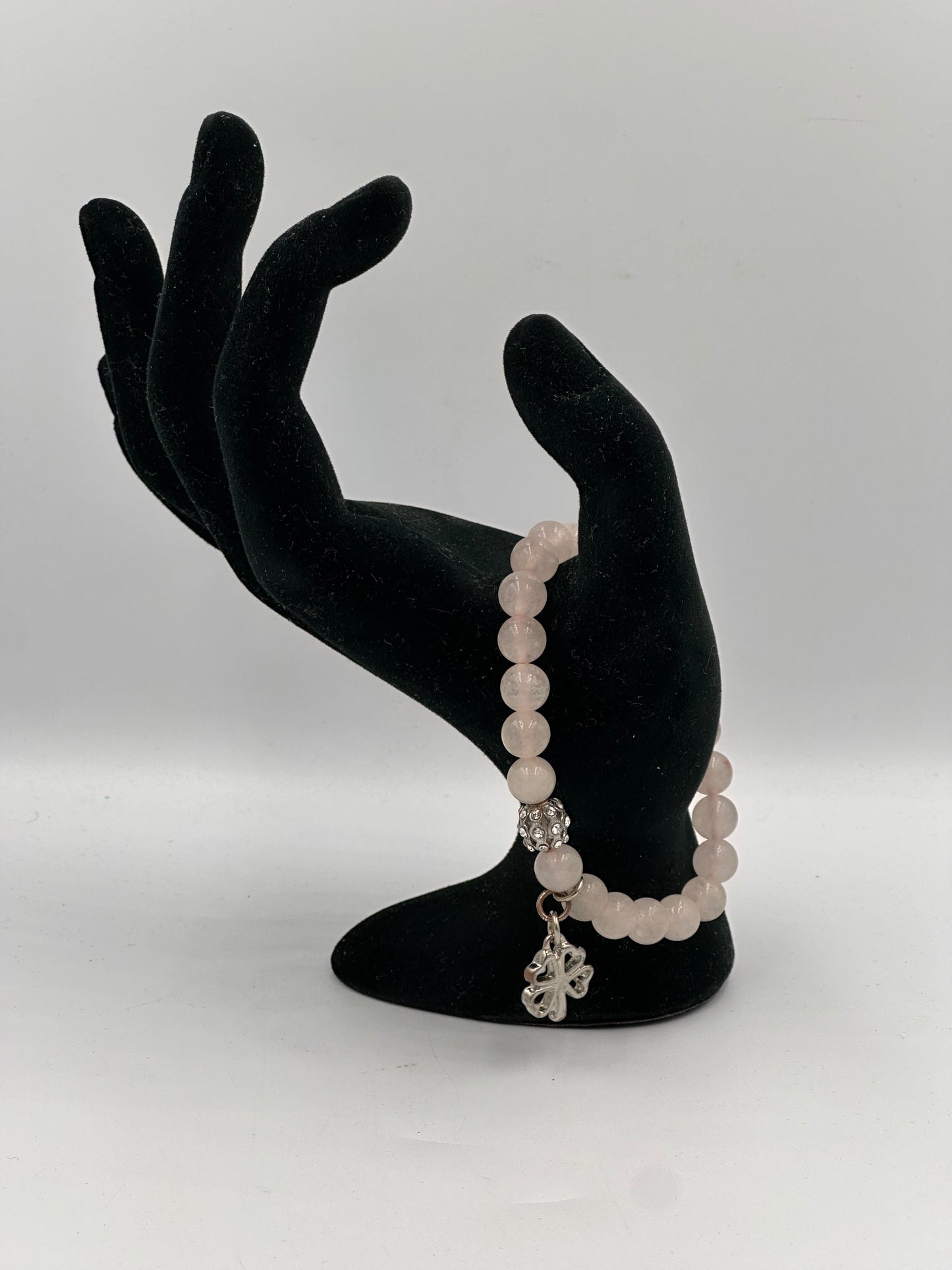 Rosenquarz Perlenarmband mit Anhänger