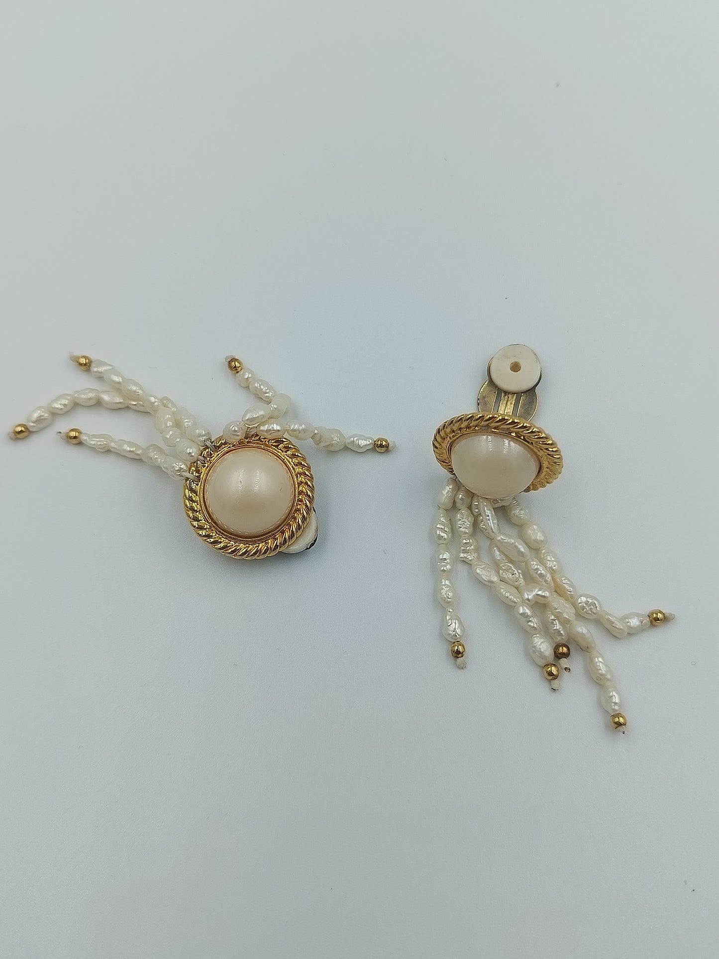 Vintage Ohrclips mit Perlenfransen