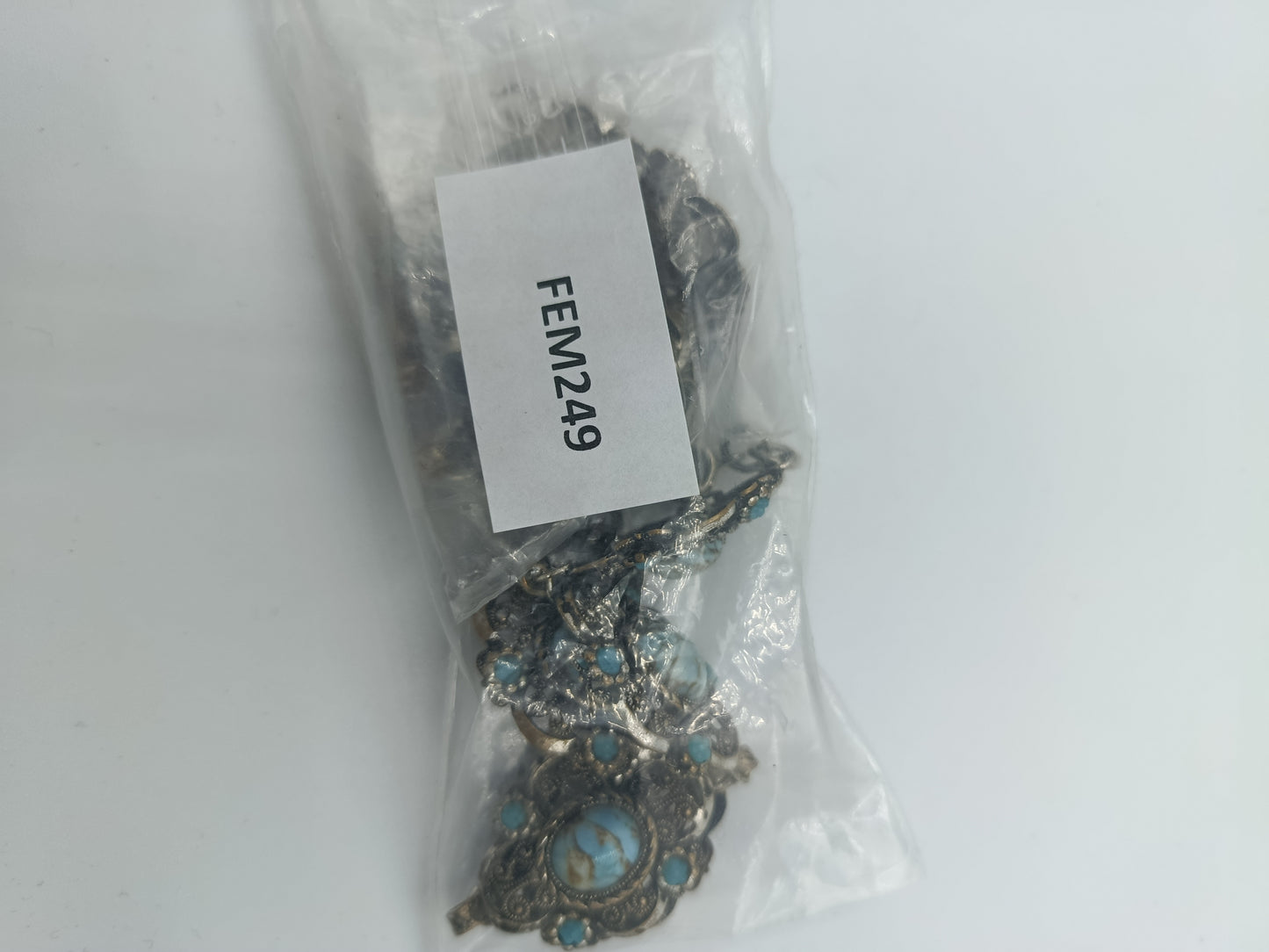 Vintage-Armband mit Türkis-Imitat und Ornament-Design