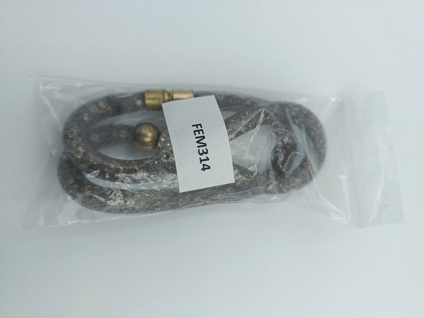 Graue Mesh-Halskette mit goldfarbenen Akzenten & Strass-Element