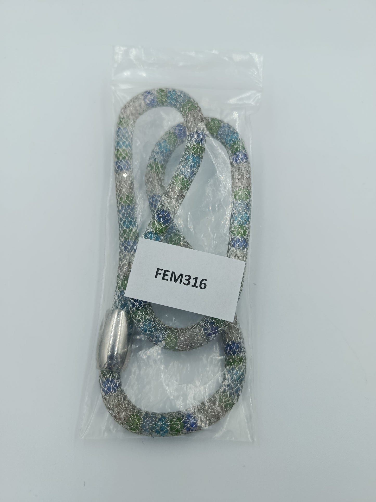 Mesh-Halskette mit Blau-Grün Muster