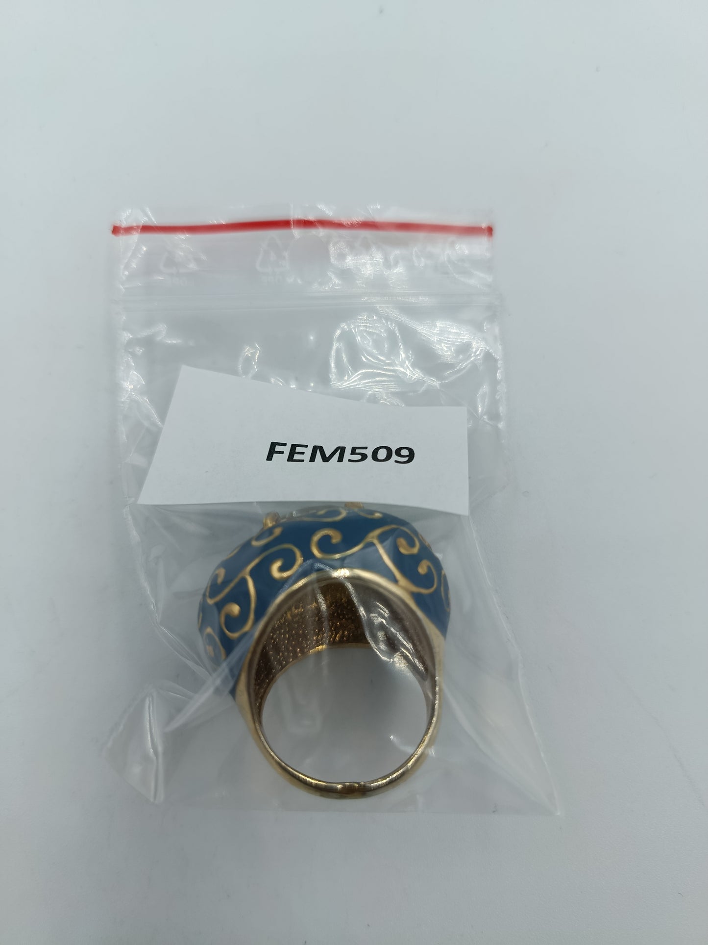 Statement-Ring mit blau-goldenem Design