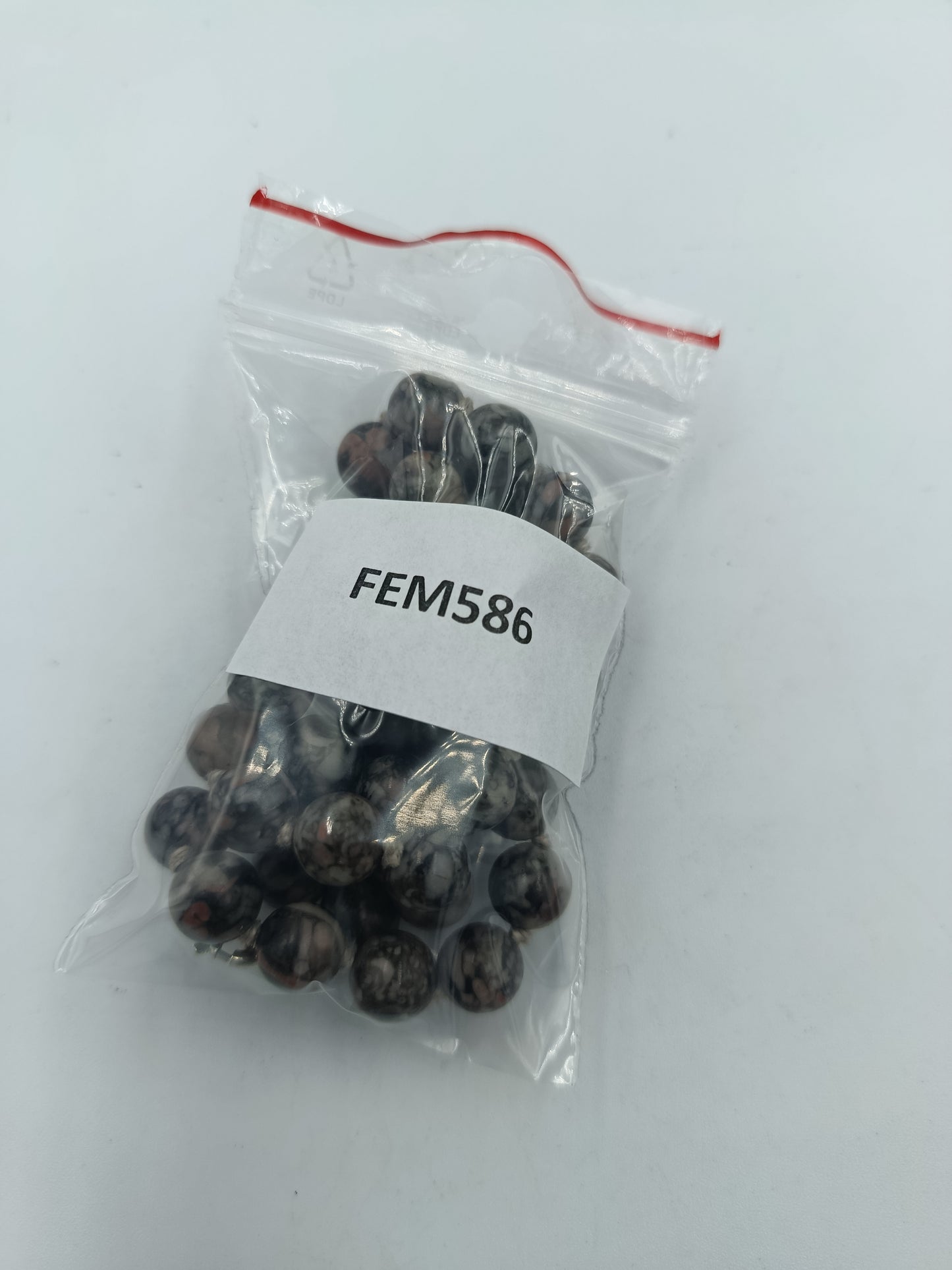 Halskette mit Natursteinperlen in Schwarz Braun Marmoroptik