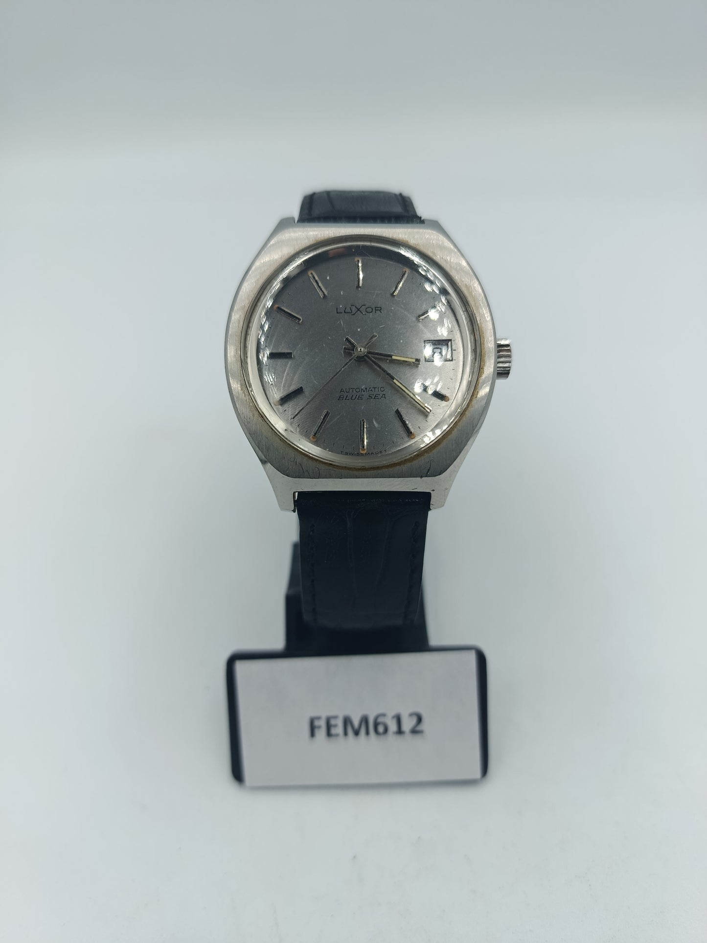 Luxor Automatic Blue Sea Armbanduhr Edelstahl Silber Schwarz Vintage Herren Uhr