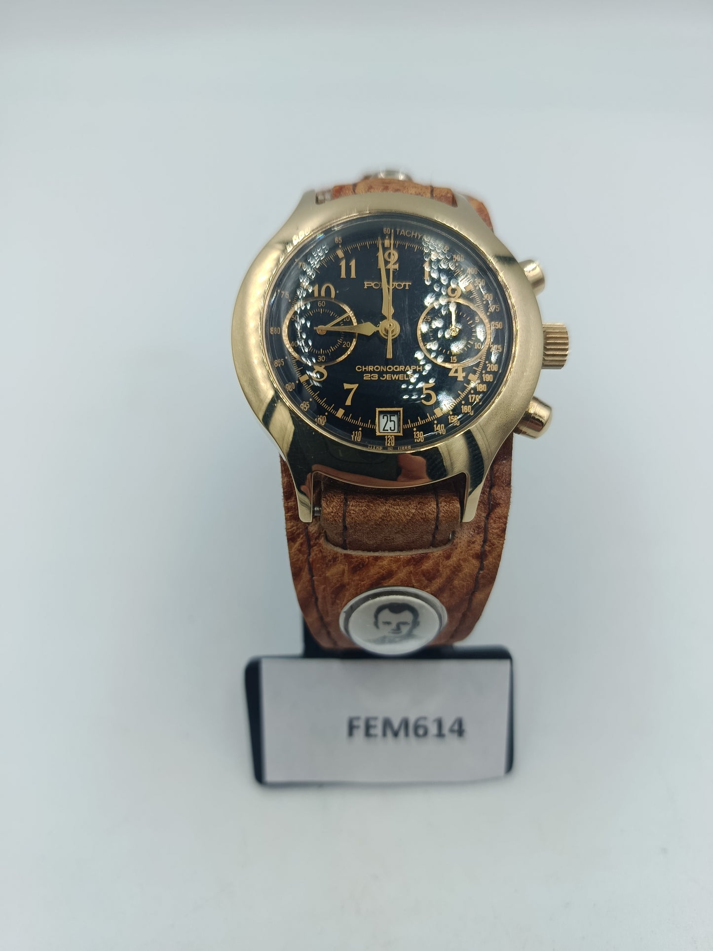 Poljot Chronograph 23 Jewels Handaufzug Goldfarben Schwarz Vintage Herren Uhr