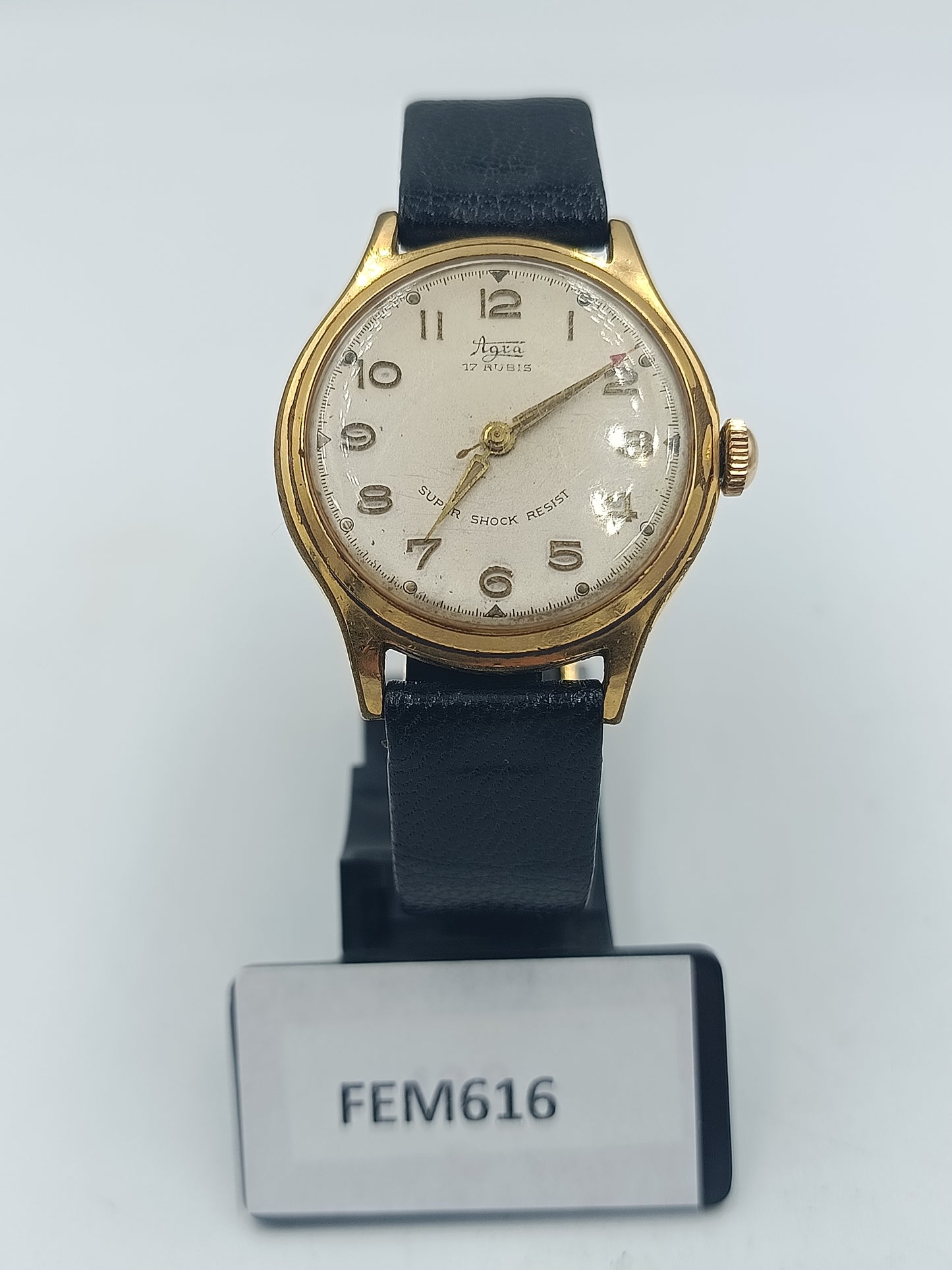 Agra 17 Rubis Super Shock Resist Handaufzug Goldfarben Vintage Herren Uhr