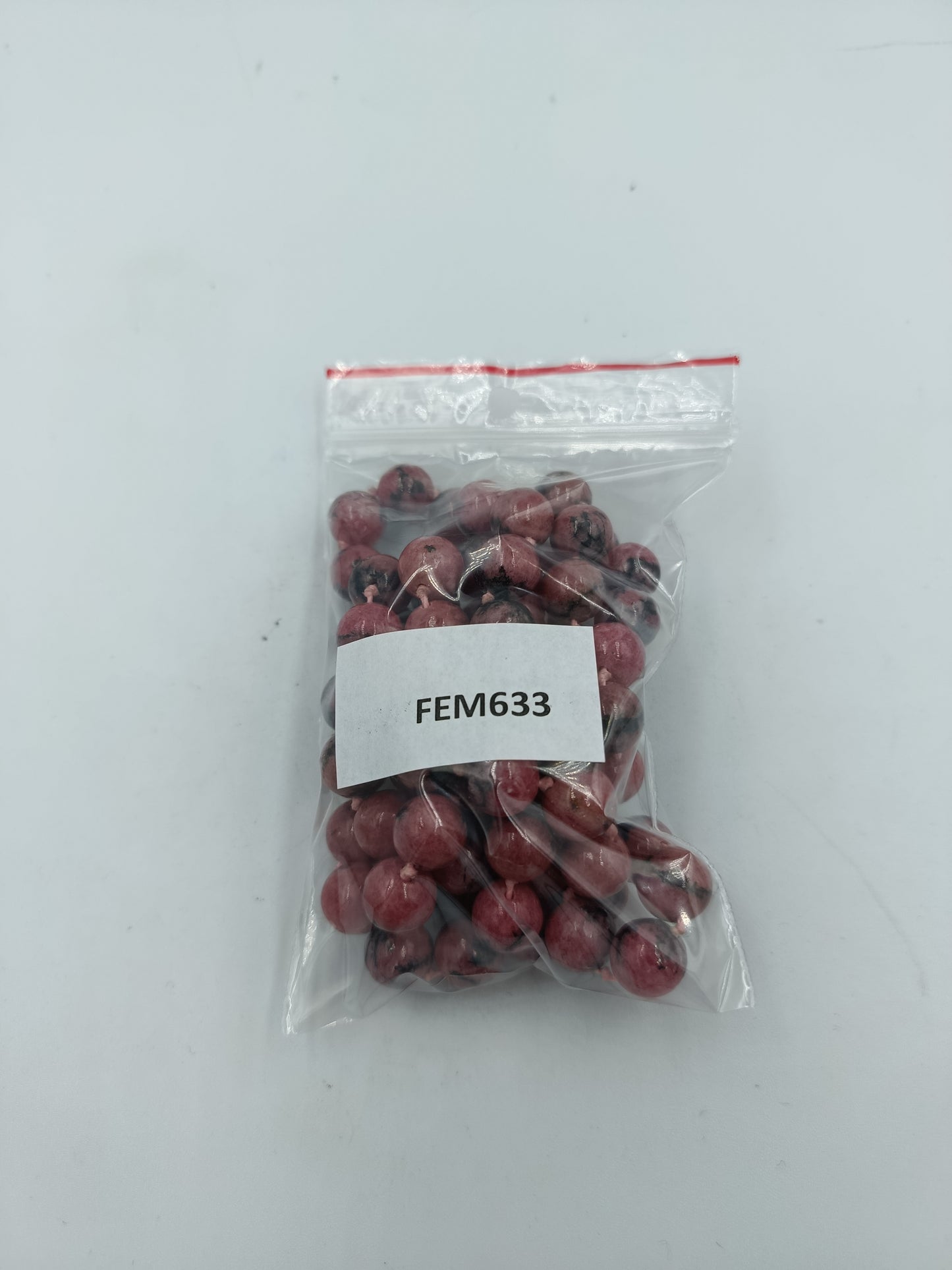 Rhodonit Edelstein Kette mit 835 Silberverschluss doppelt geknüpft