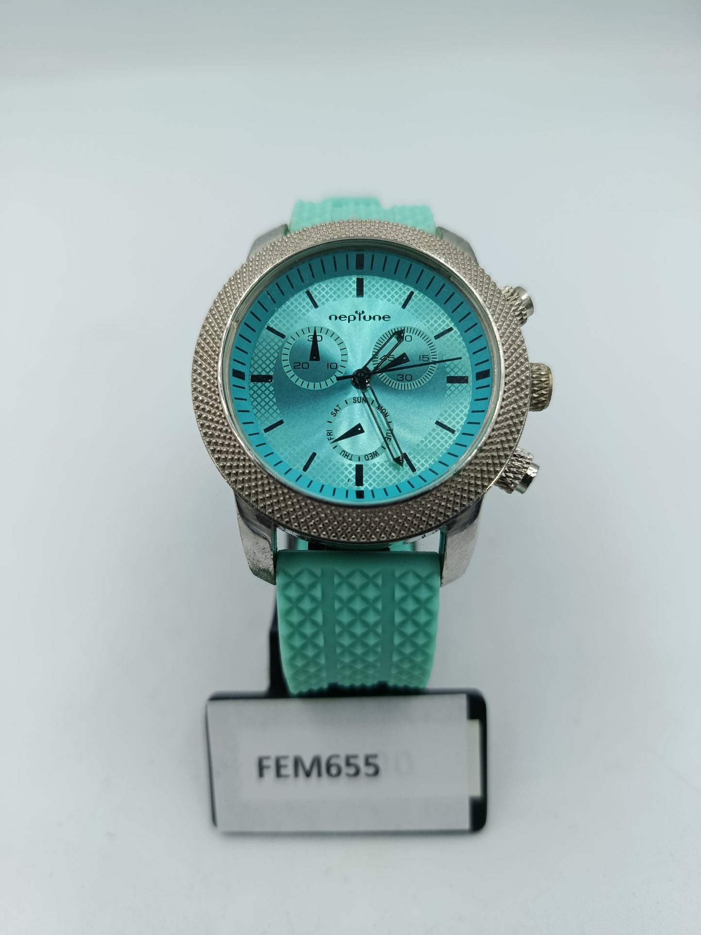 Neptune Armbanduhr Türkis Silber Sportlich Modern Herren