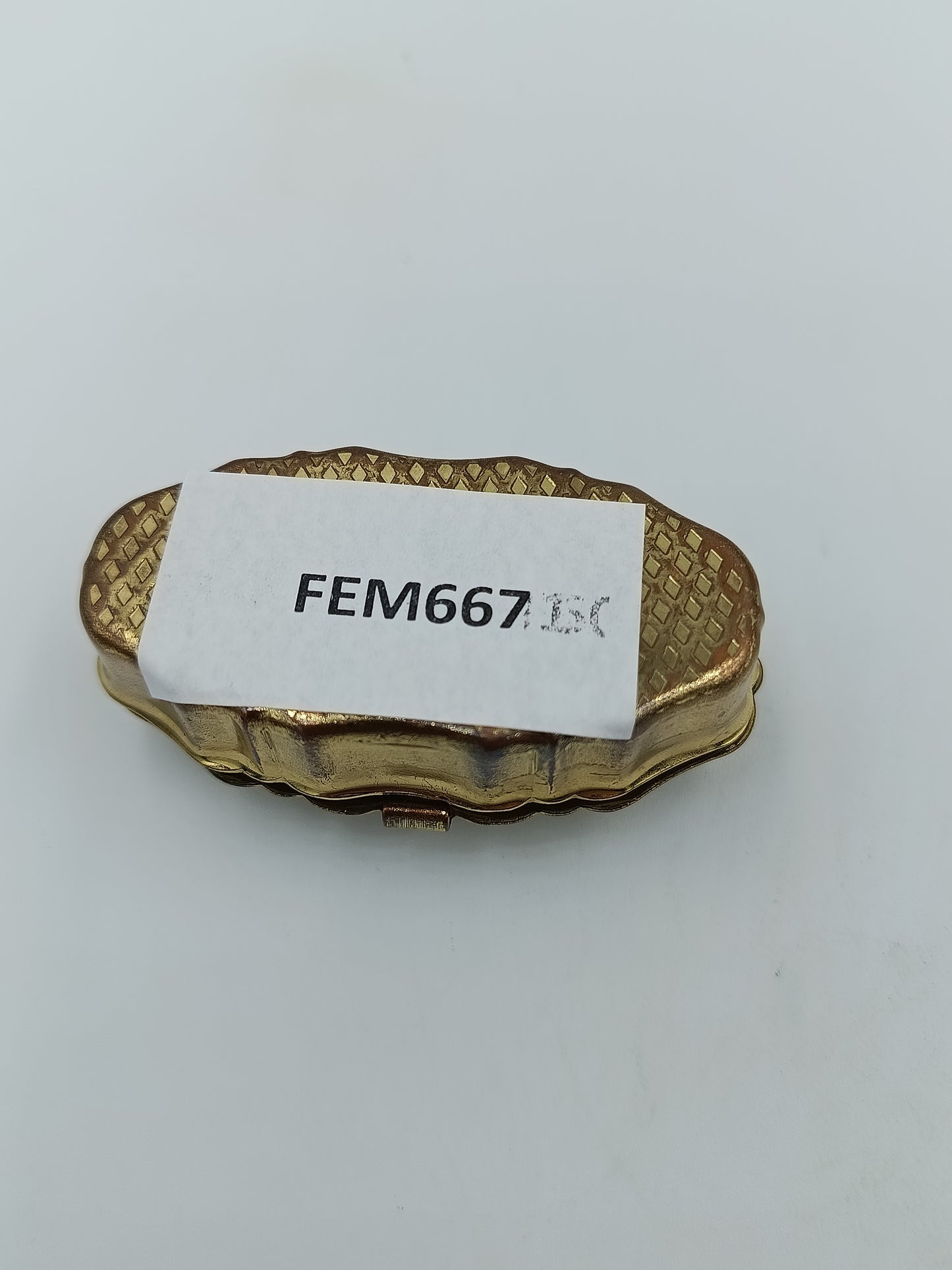 Zierliche ovale Vintage Dose aus Metall in Goldoptik mit floraler Bemalung Sammlerstück