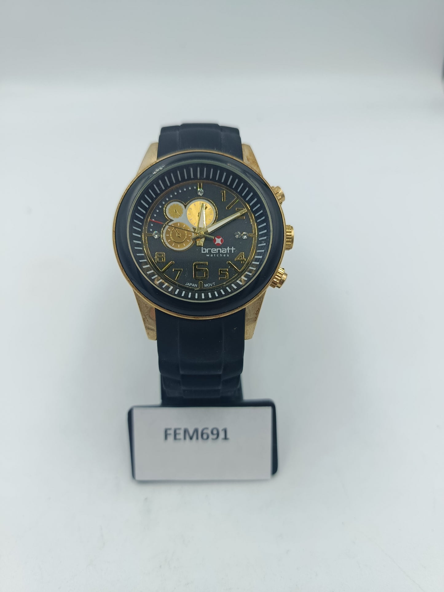 Brenatt Herren Armbanduhr Schwarz Gold Sportlich Japan Quartz