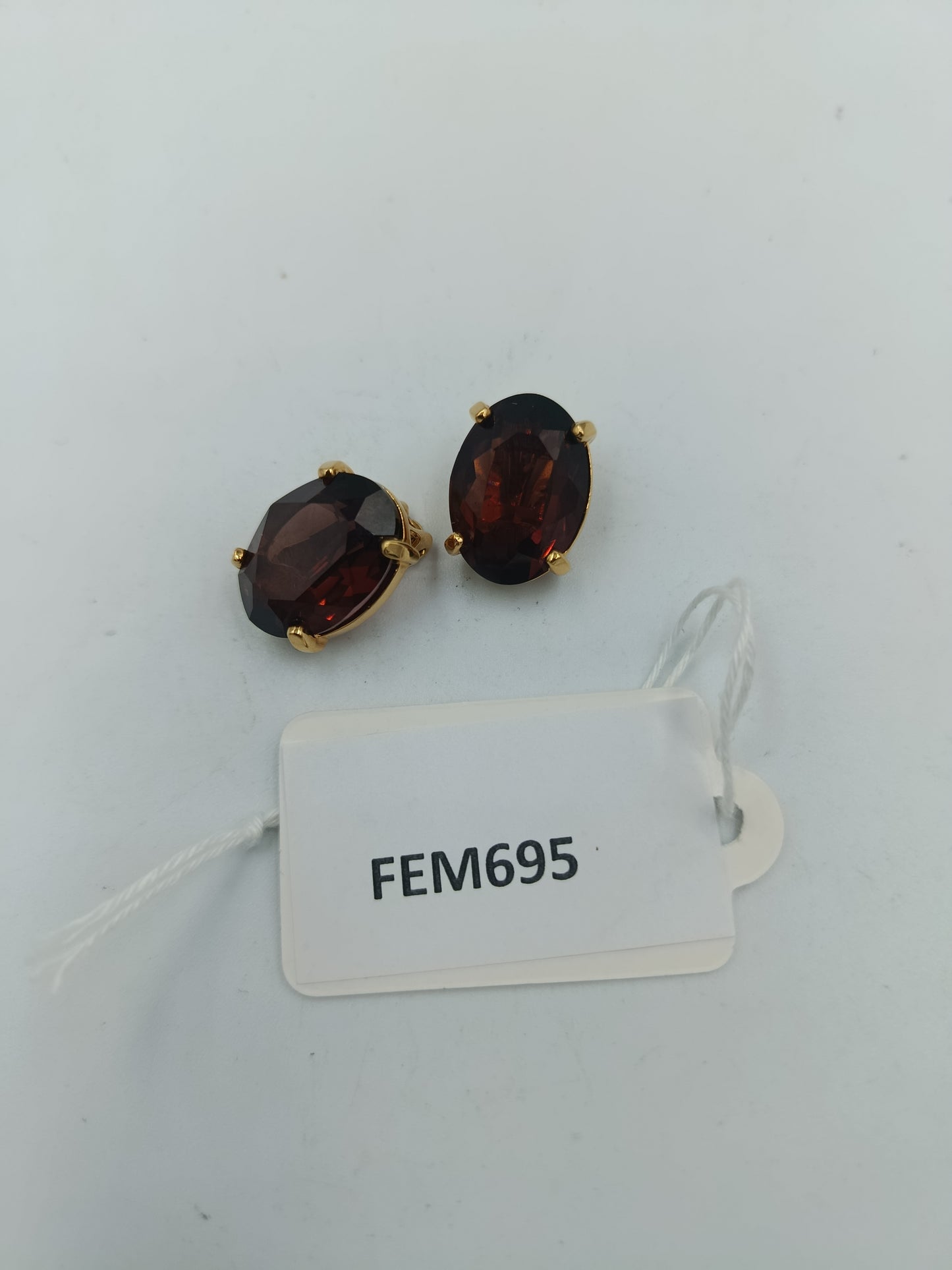 Swarovski Clip Ohrringe Goldfarben mit Rotbraunen Kristallen