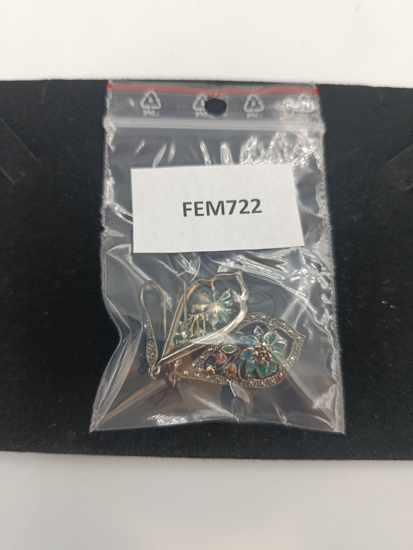 925 Silber Ohrringe mit Emaille Blumendesign orientalisch