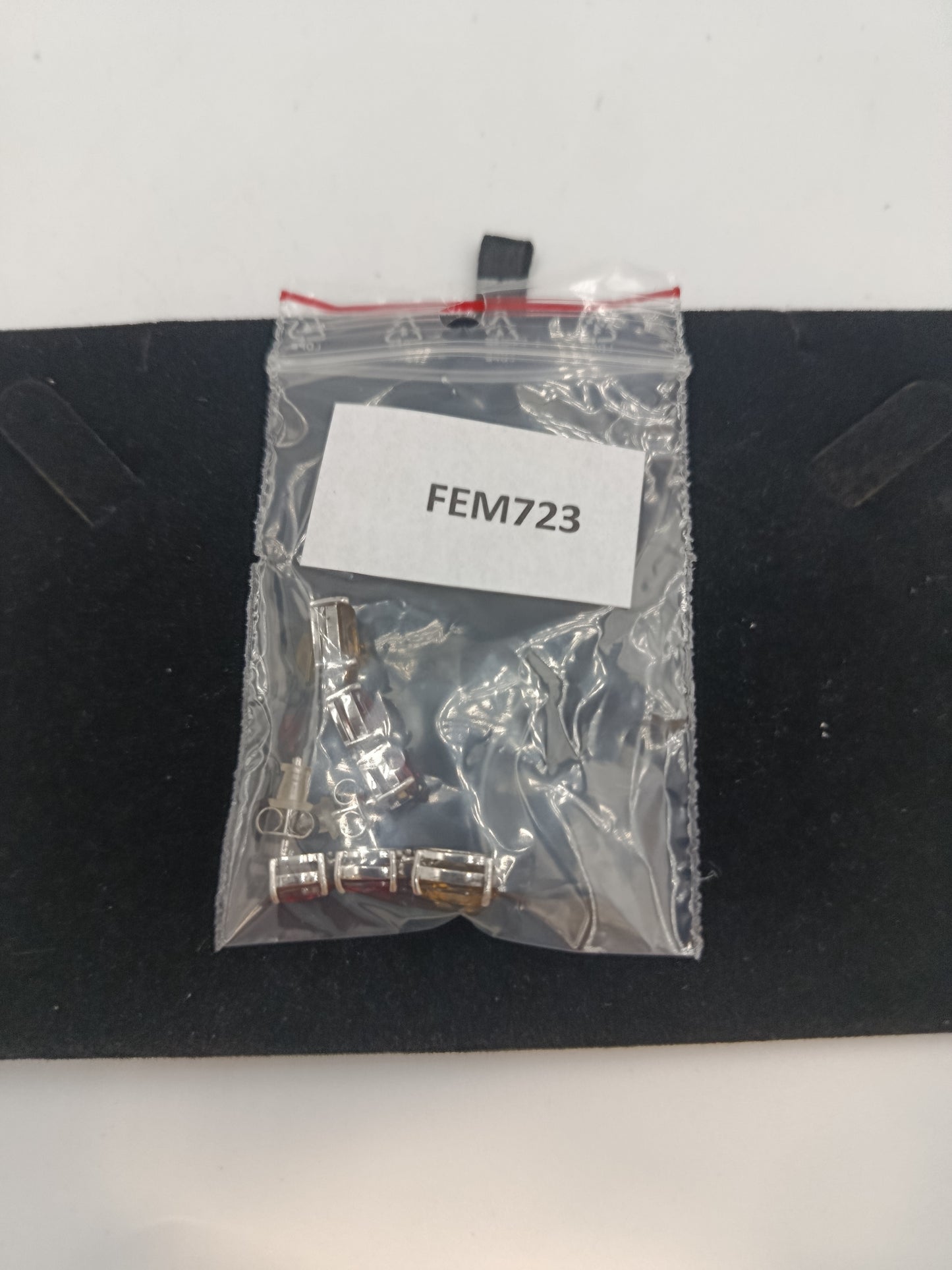 925 Silber Ohrringe mit roten und gelben Steinen elegant