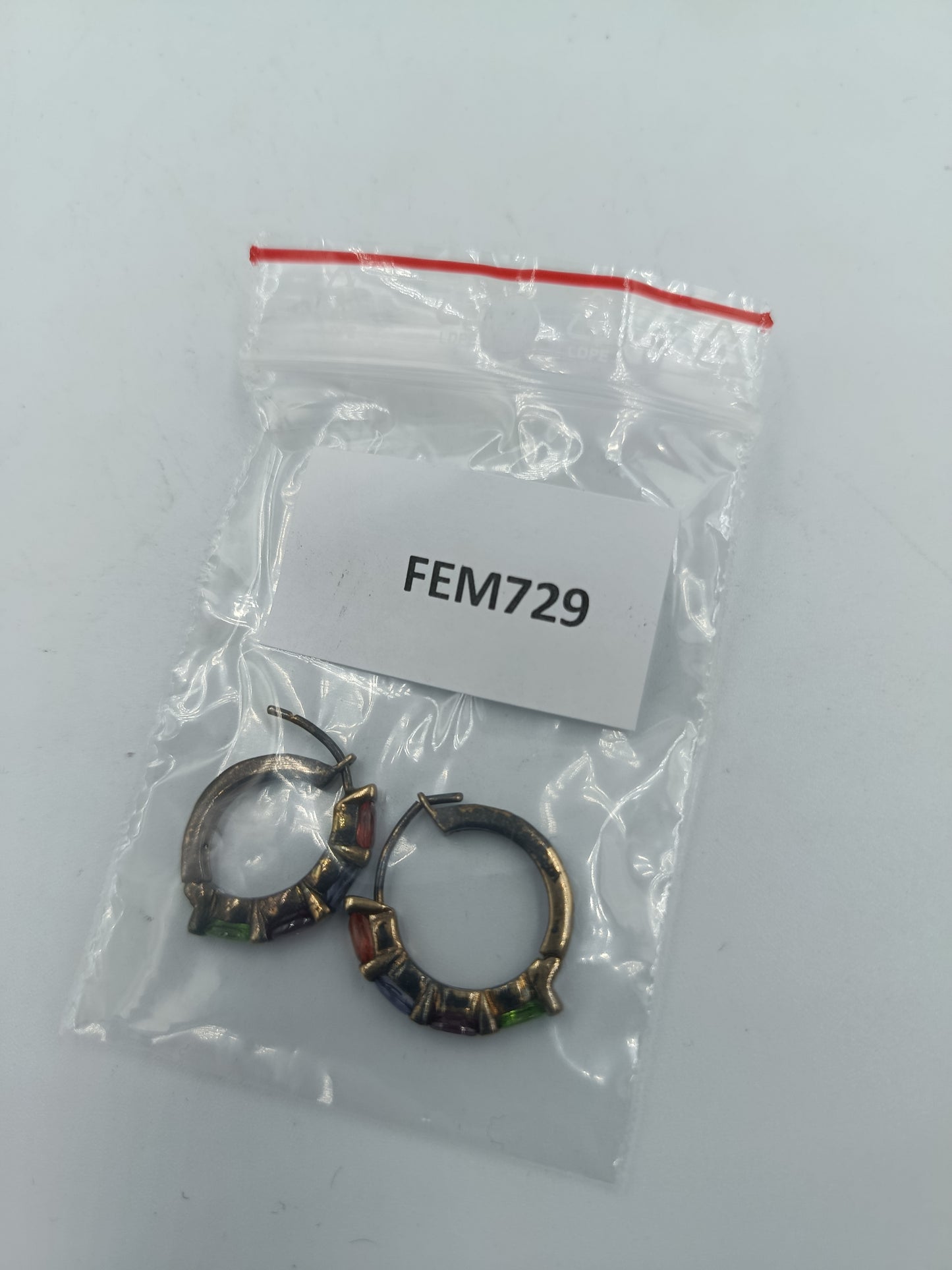 925 Silber Creolen mit bunten Steinen Vintage Stil