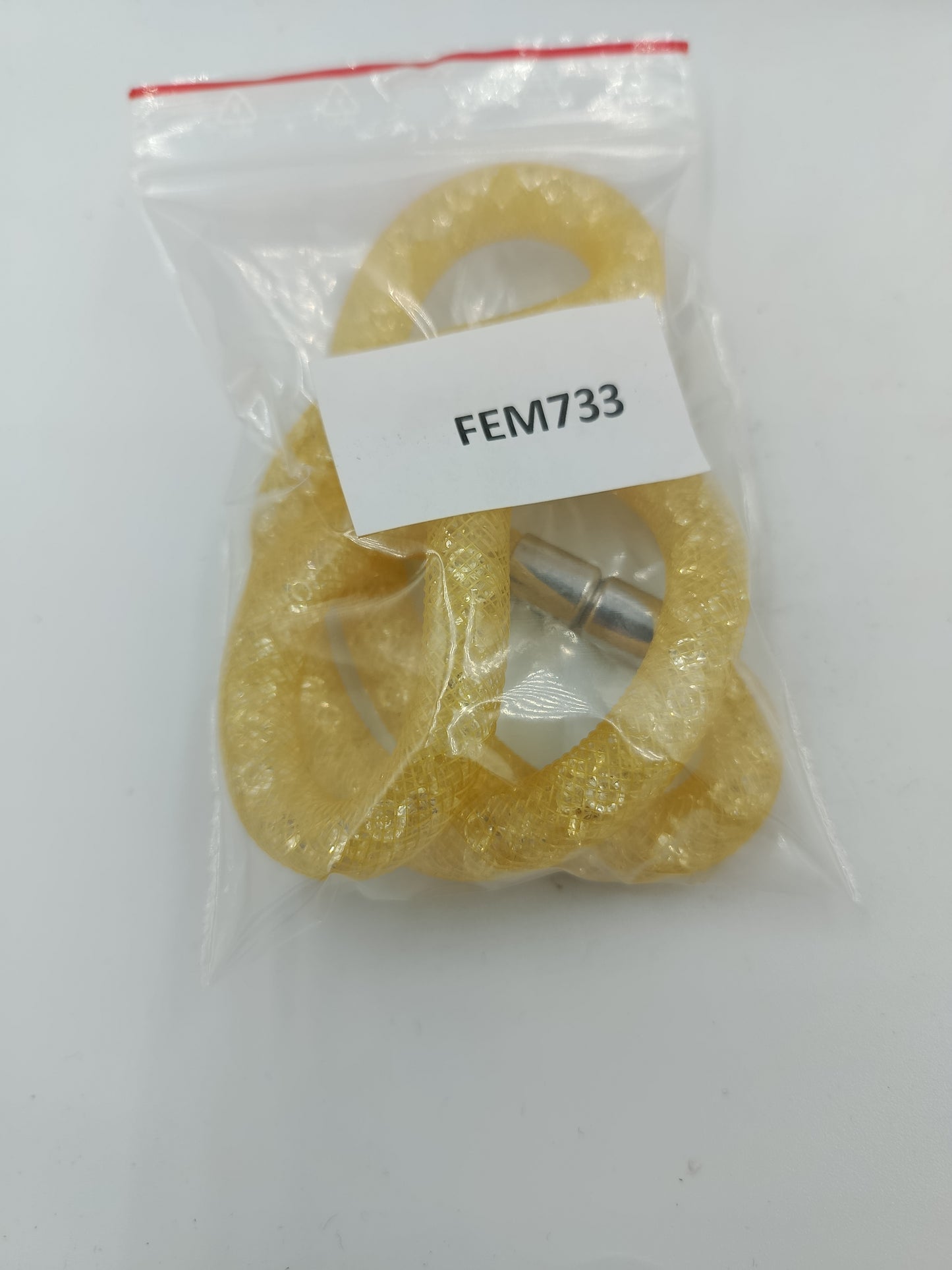 Gelbe Mesh Kette mit Glitzerfüllung und Magnetverschluss