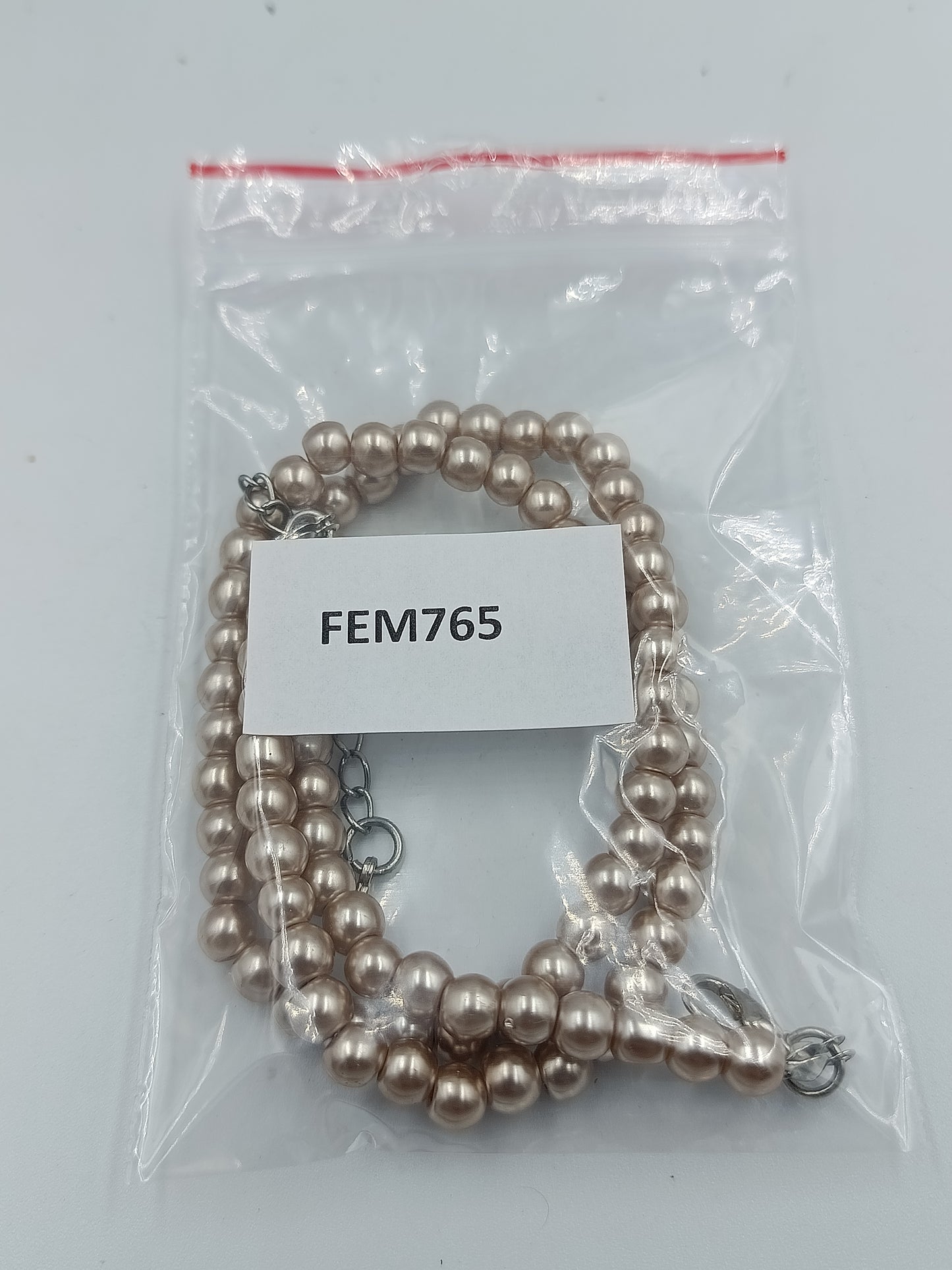 Perlenkette Champagner Beige mit Verlängerungskette