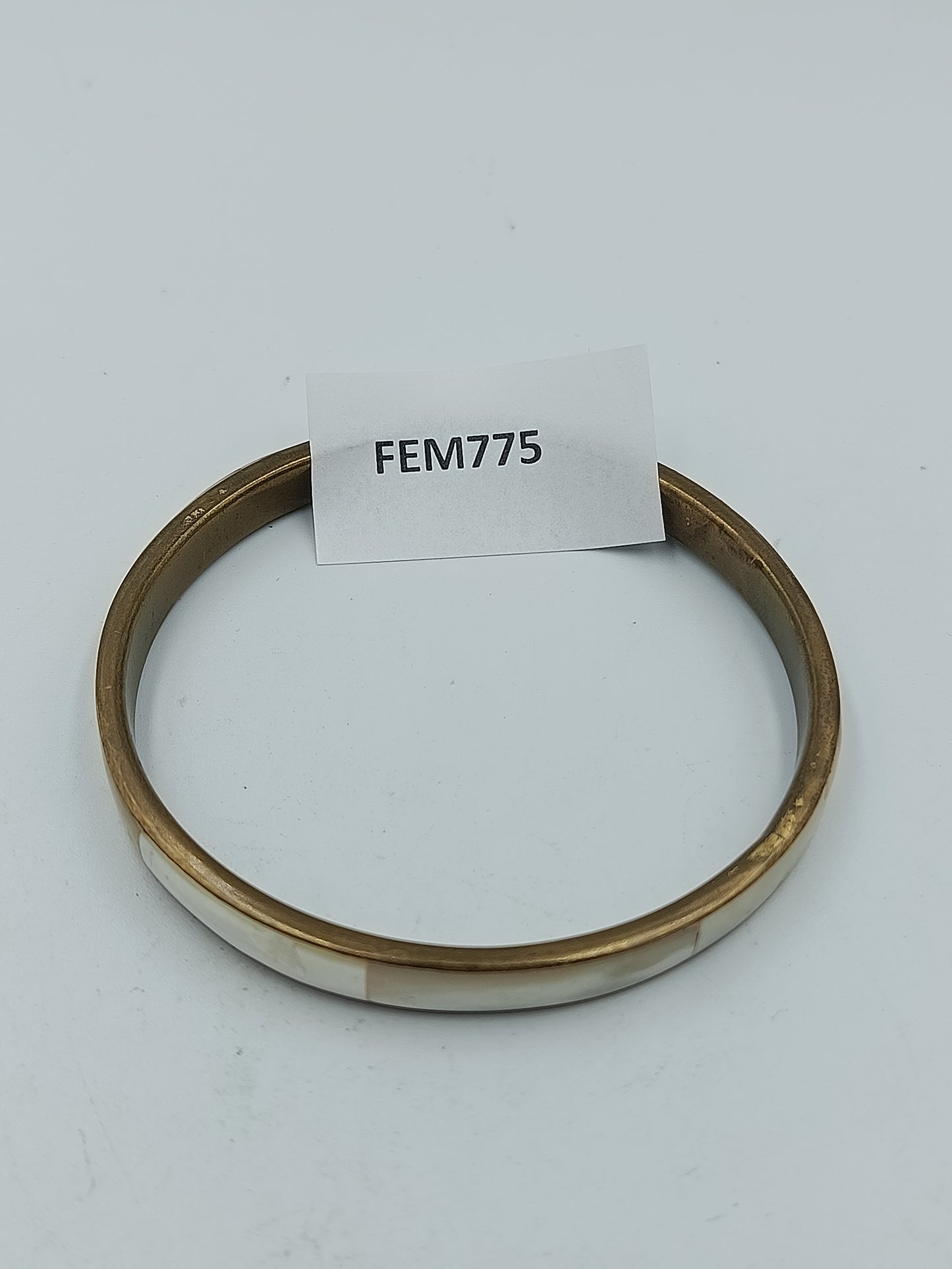 Vintage Armreif in Goldoptik mit Perlmutt Intarsien