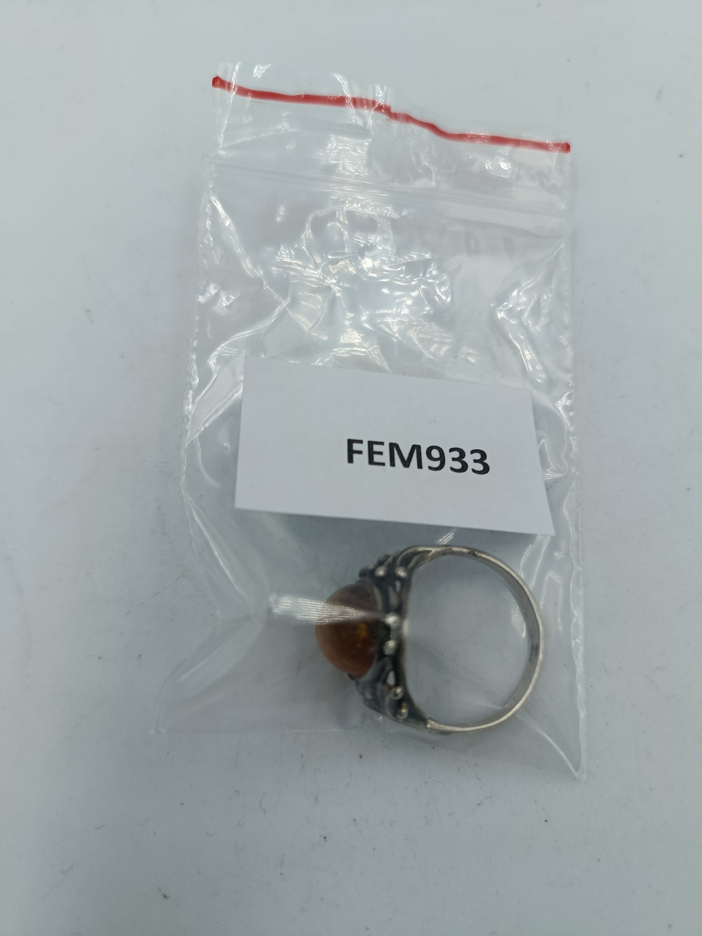 Silberring 925 mit Bernstein Gr 59 Vintage Damenring