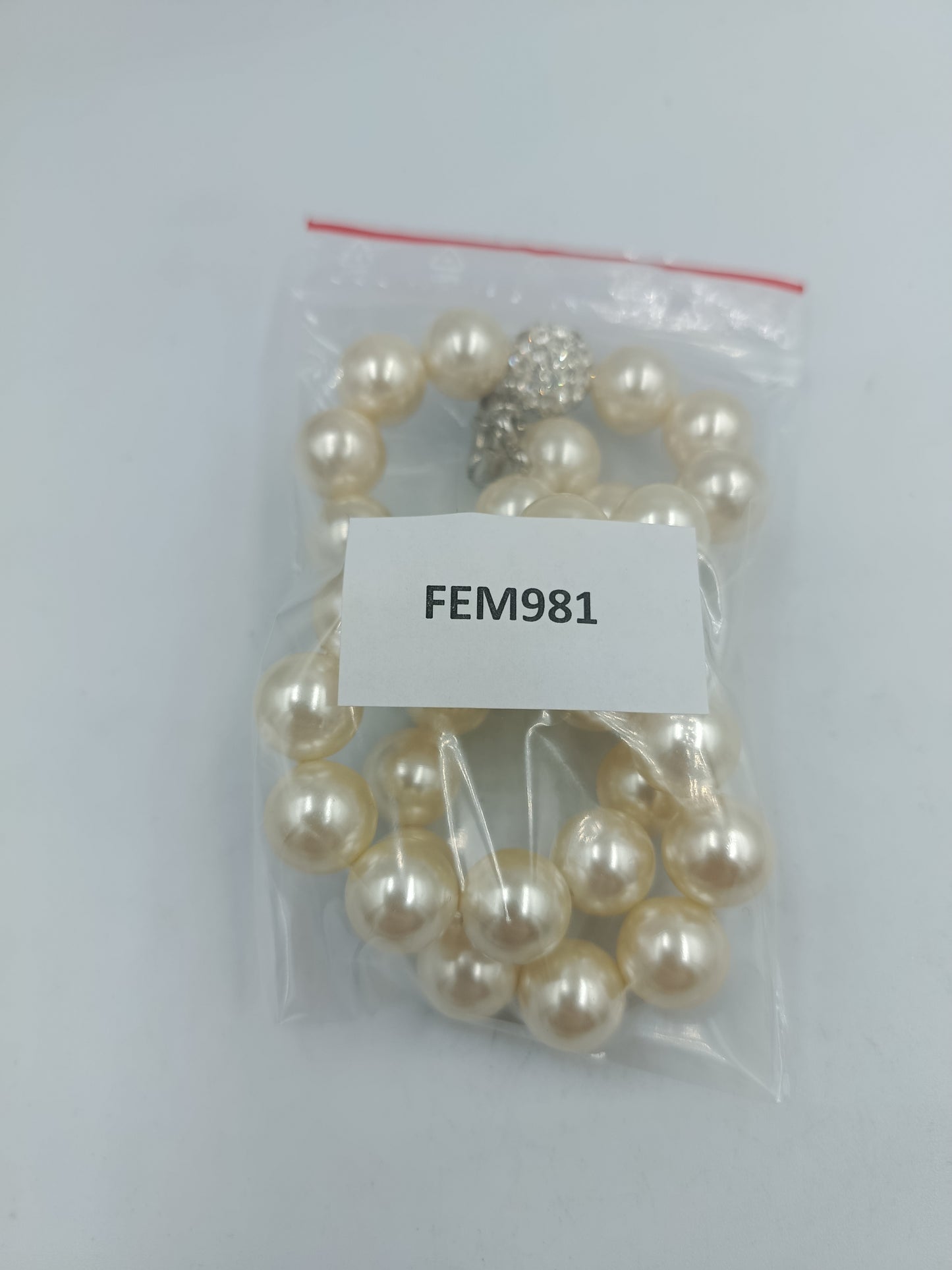 Perlenkette Cremefarben mit Strass Kugel Klassisch Elegant Vintage Stil