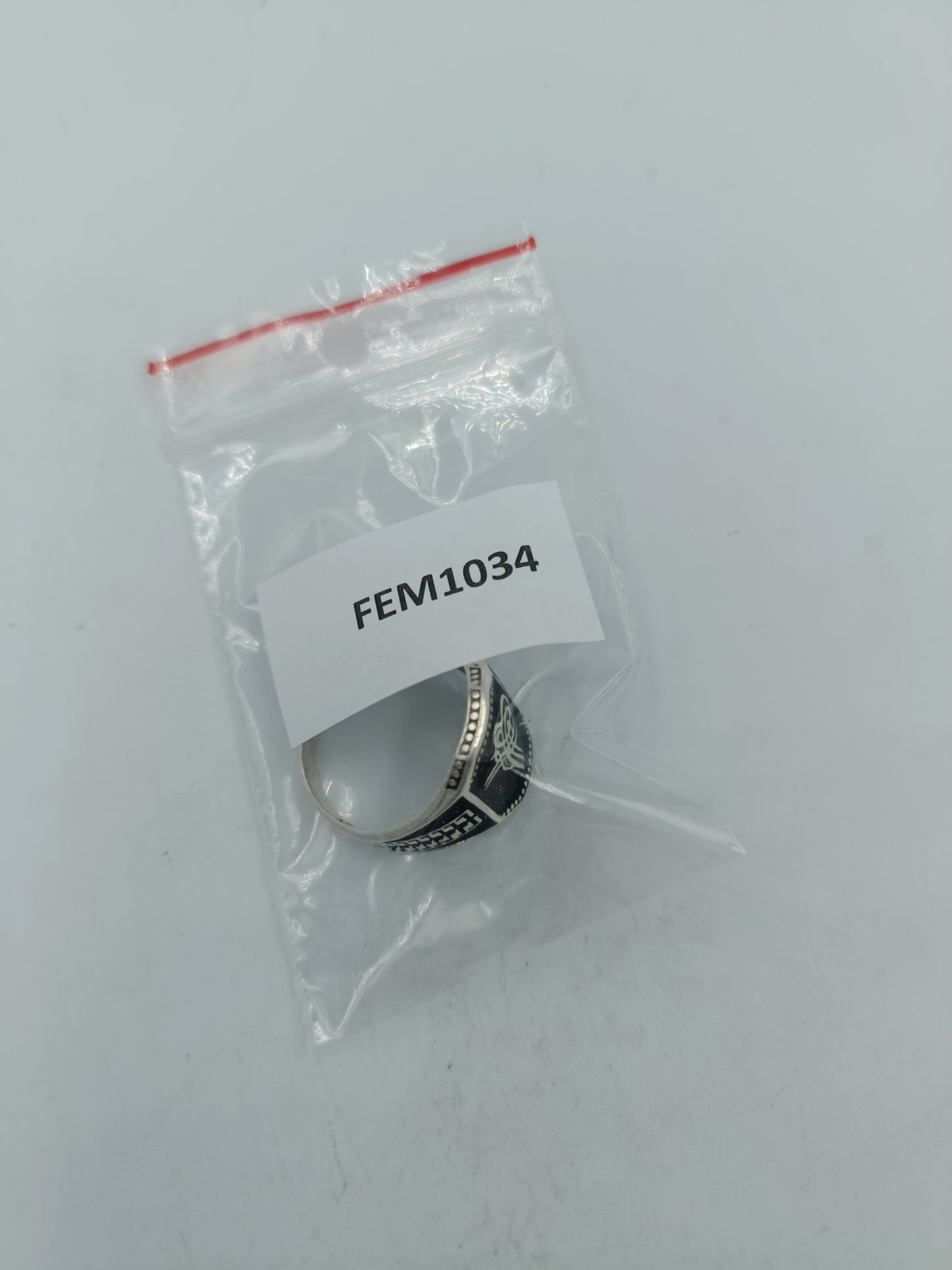 925 Silber Herrenring mit Tughra Gravur Schwarzes Design Gr66