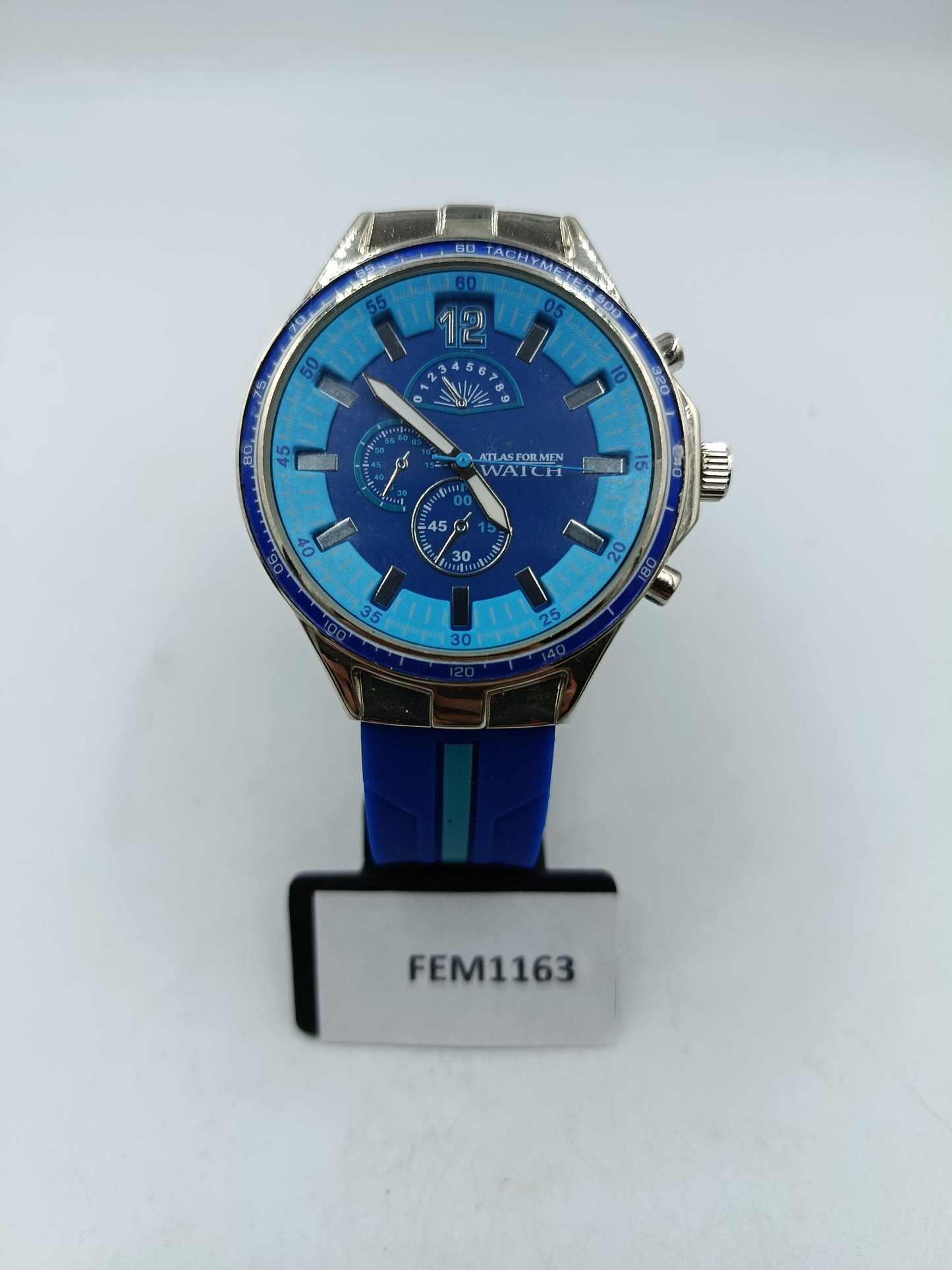 Sportliche Herrenarmbanduhr in Blau moderner Chrono-Look Atlas for Men