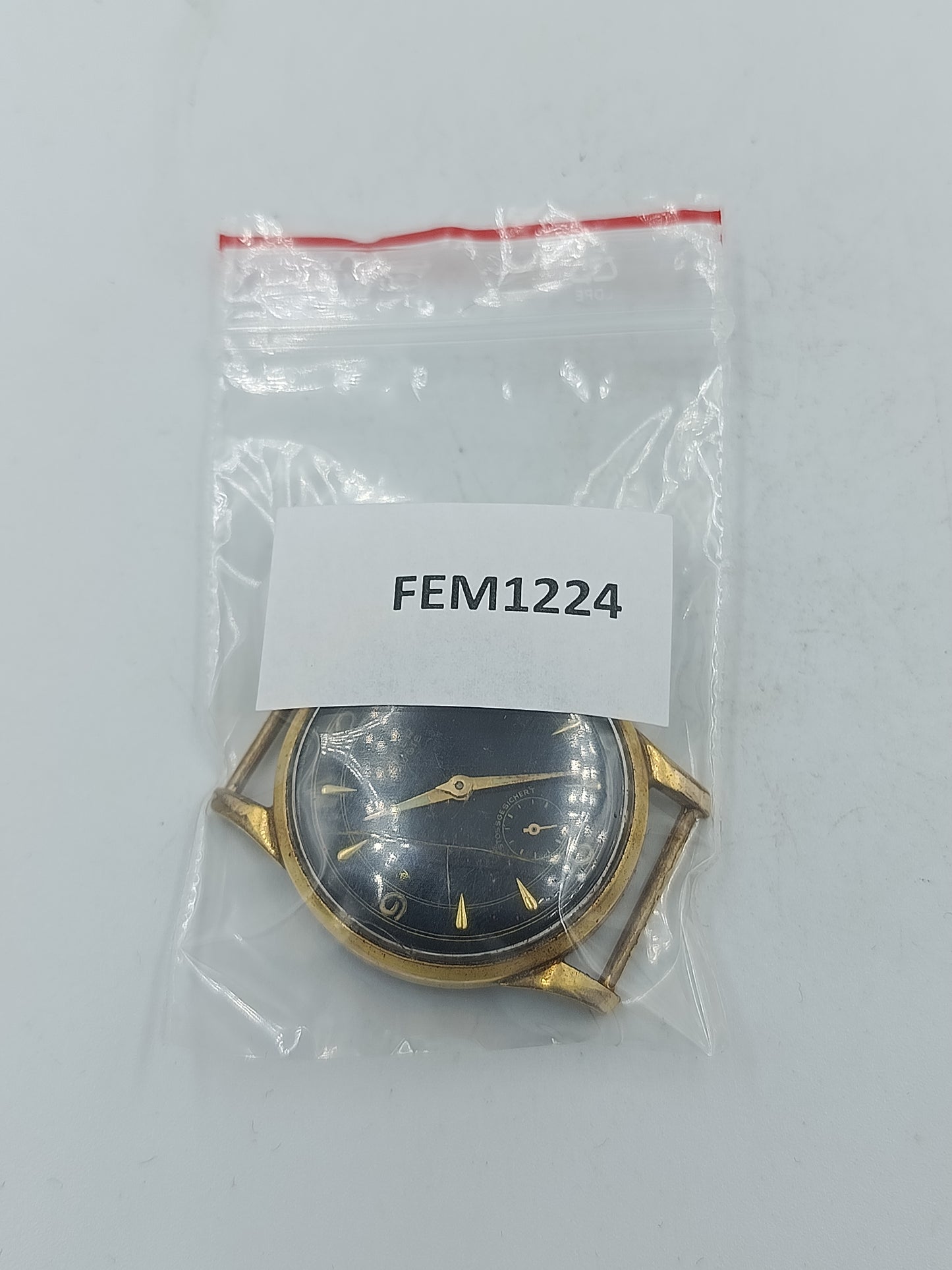 Vintage Anker Herrenuhr goldfarbenes Gehaeuse schwarzes Zifferblatt