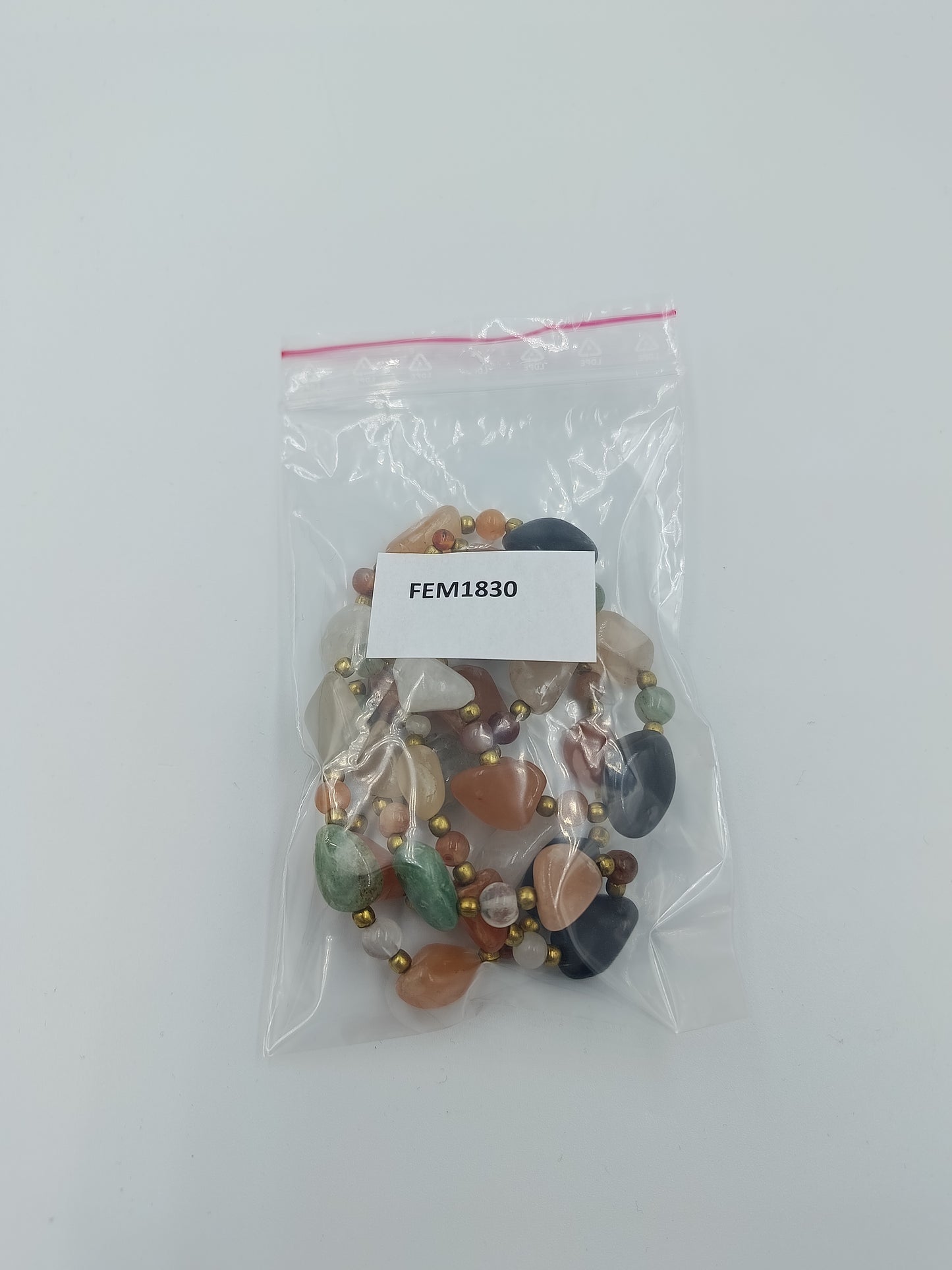 Bunte Edelstein Halskette mit Naturstein Nuggets und goldfarbenen Zwischenperlen