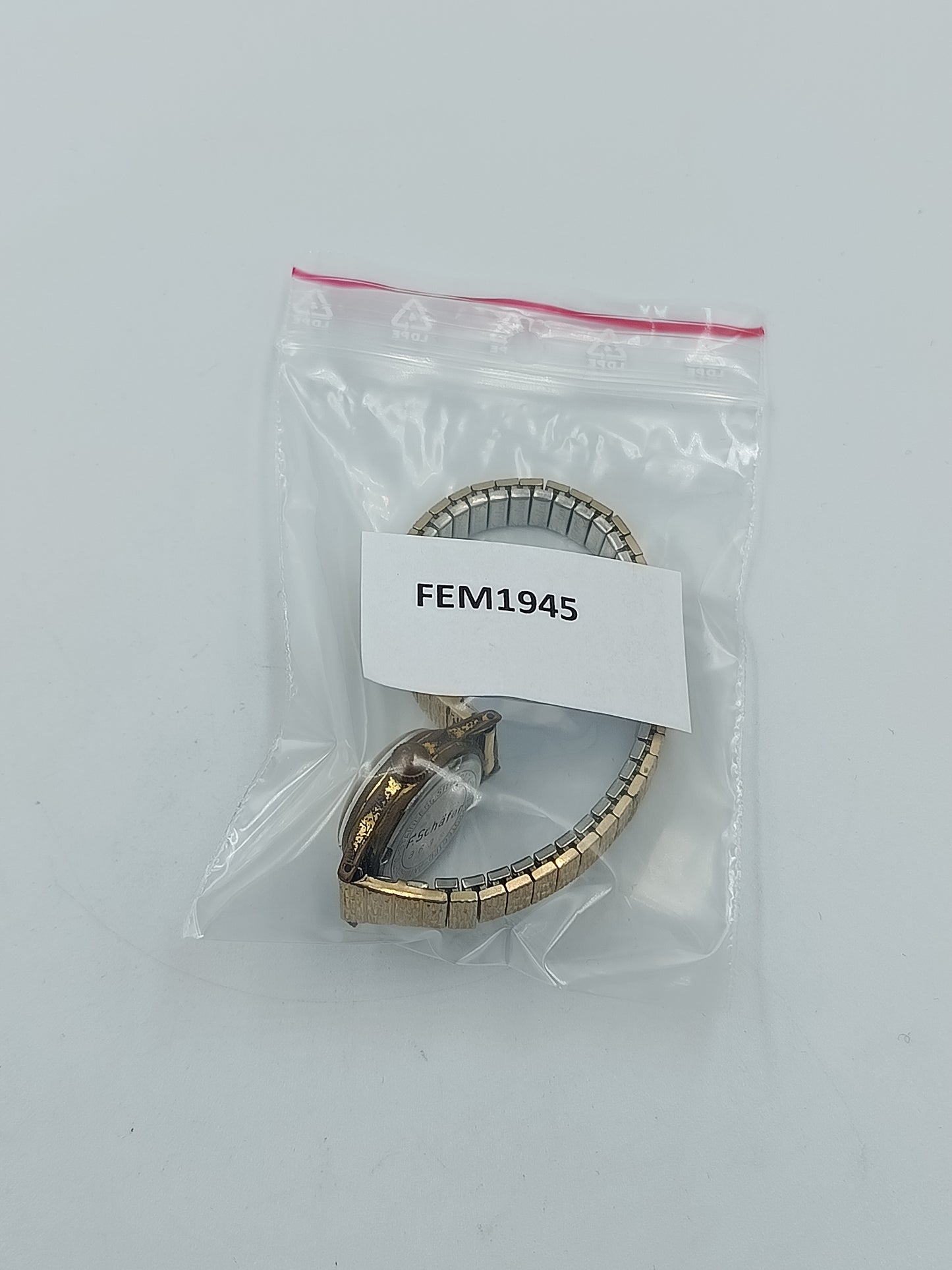 Klassische Bergana Damen Armbanduhr in Goldoptik mit elastischem Metallarmband