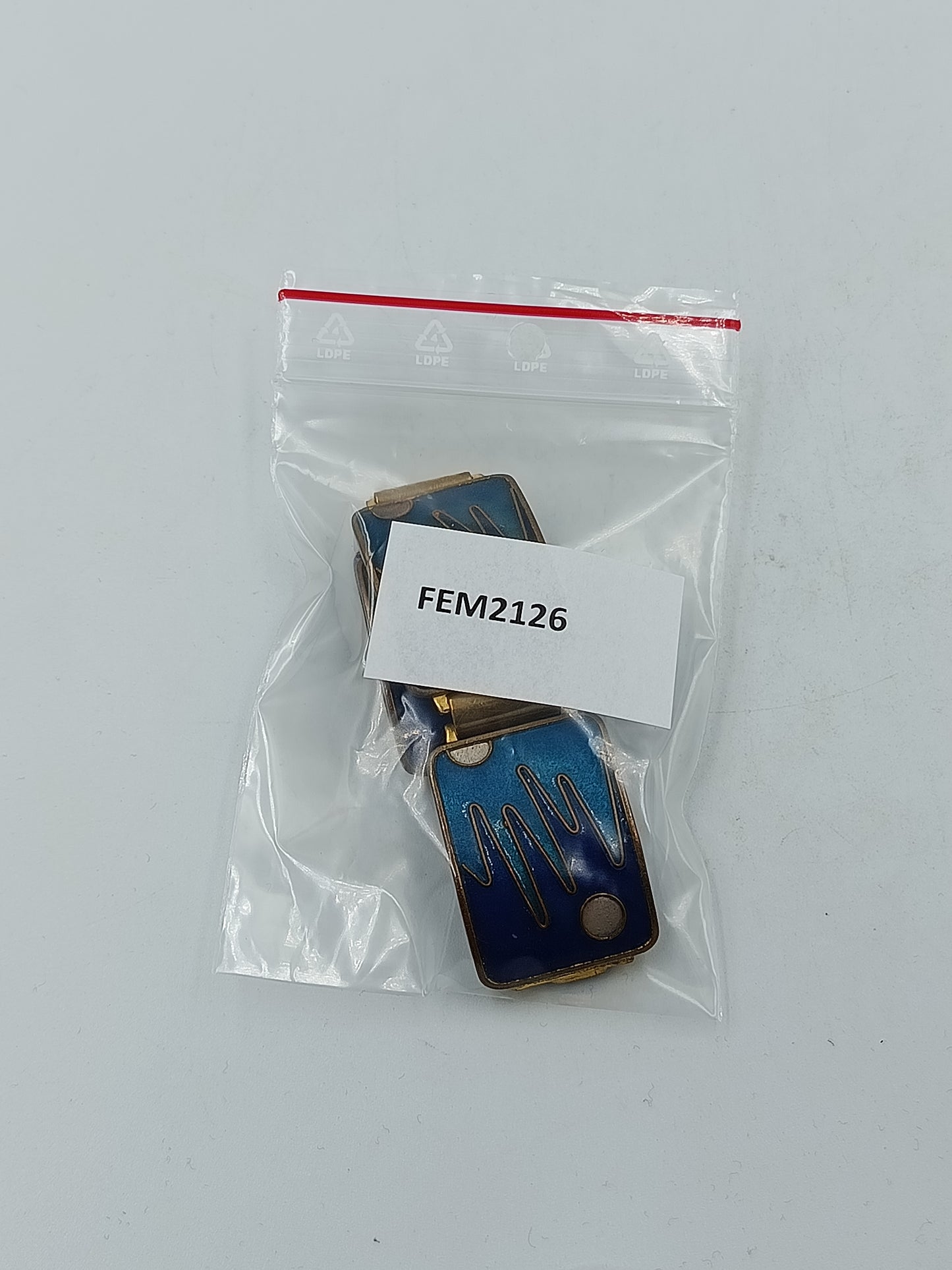Vintage Emaille Armband Blau Gold Retro Design Glanz