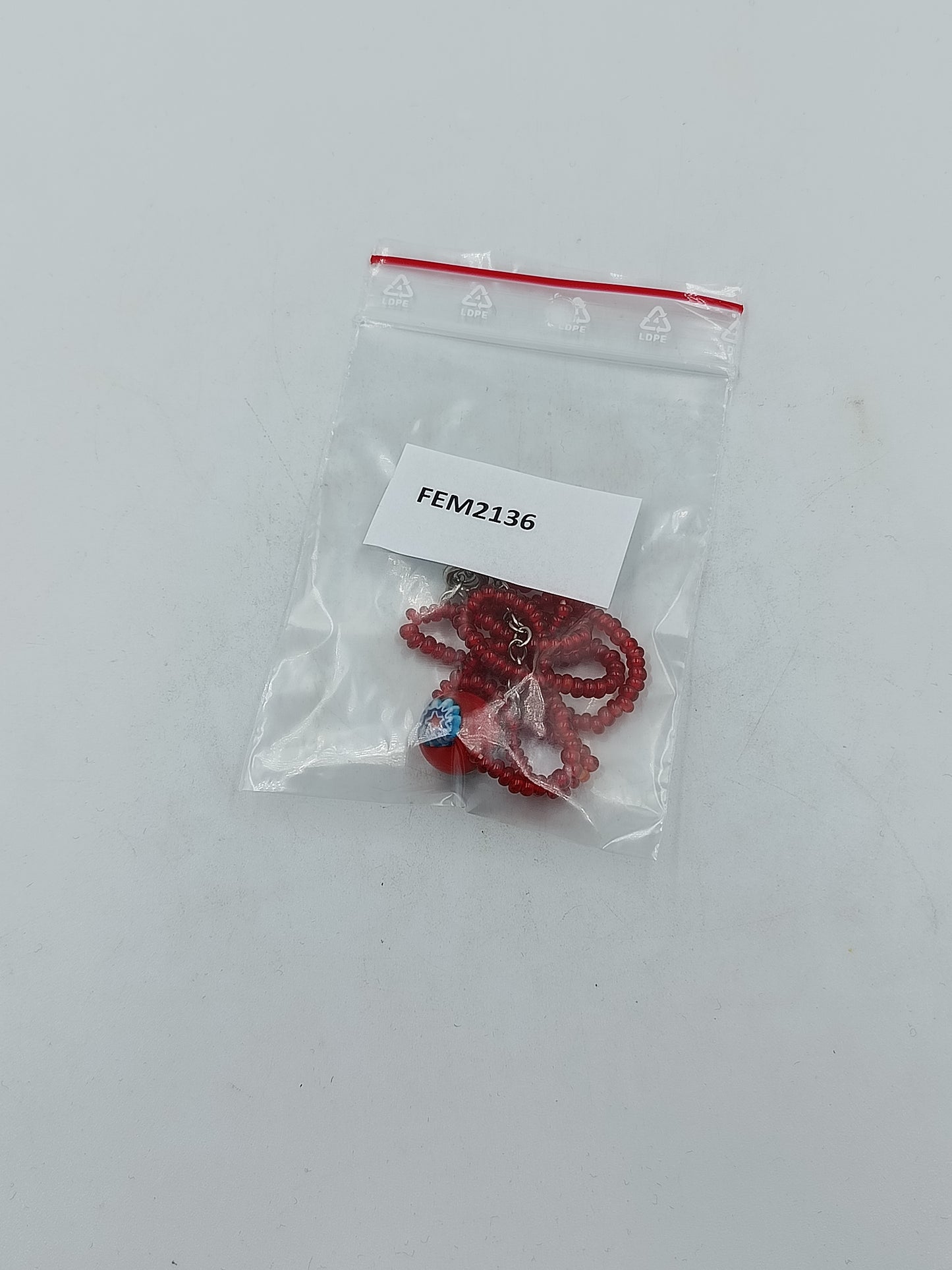 Feine Rote Glasperlenkette mit Millefiori Anhänger 40 cm